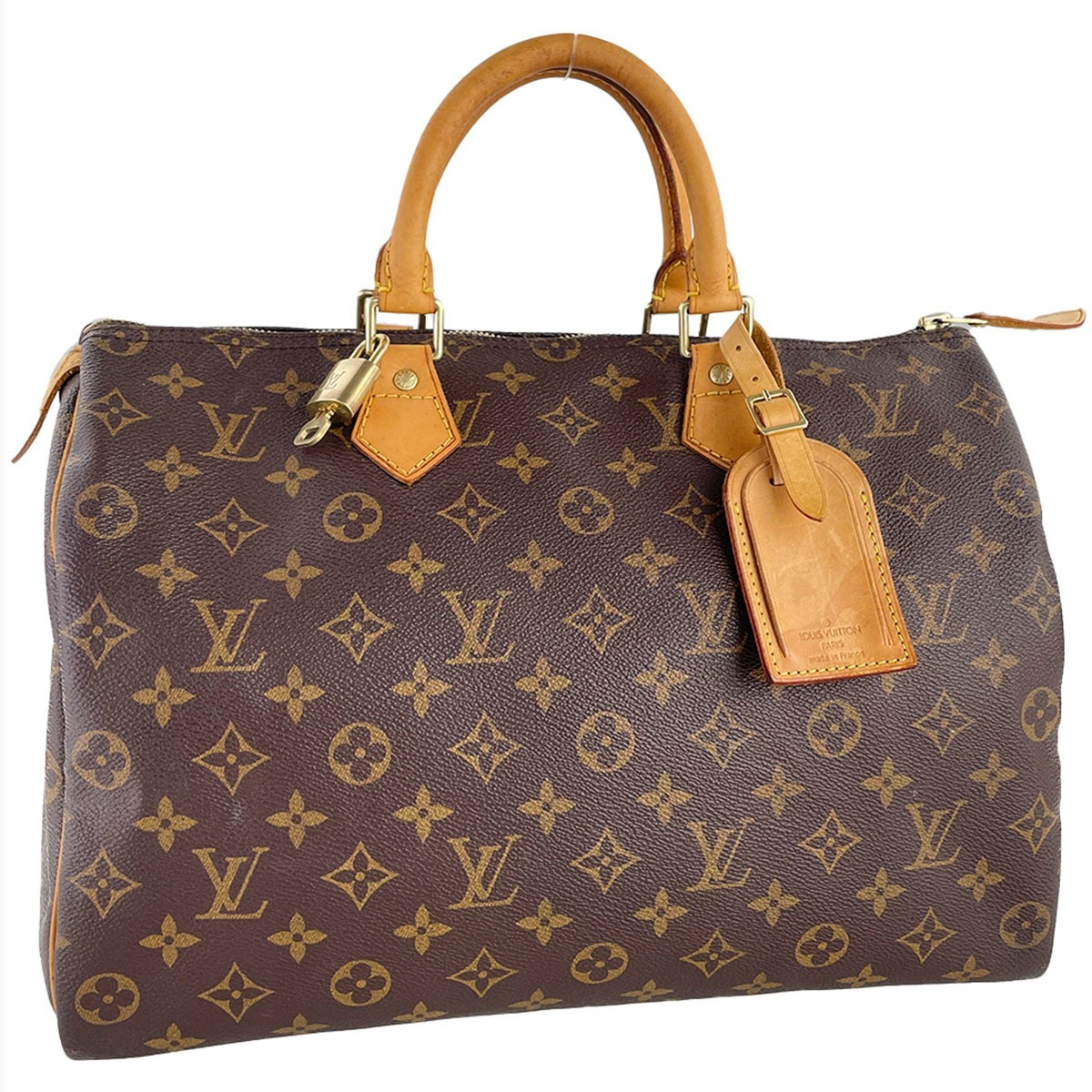 Louis Vuitton Monogram Speedy 35 Leather Fabric Brown Handbag 4679