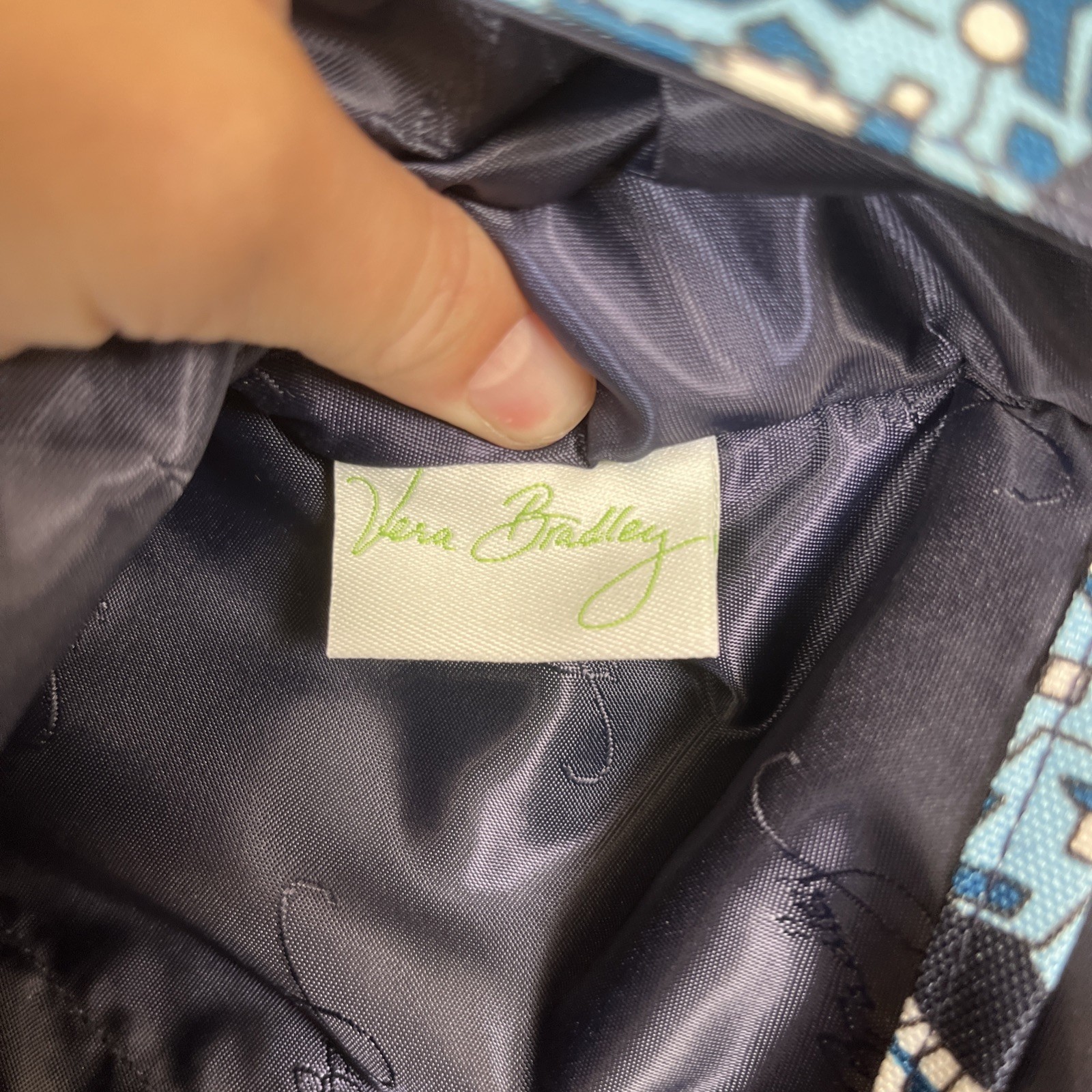 Vera Bradley Essential Nylon Messenger Navy Blue Orange Crossbody Shoulder Bag
