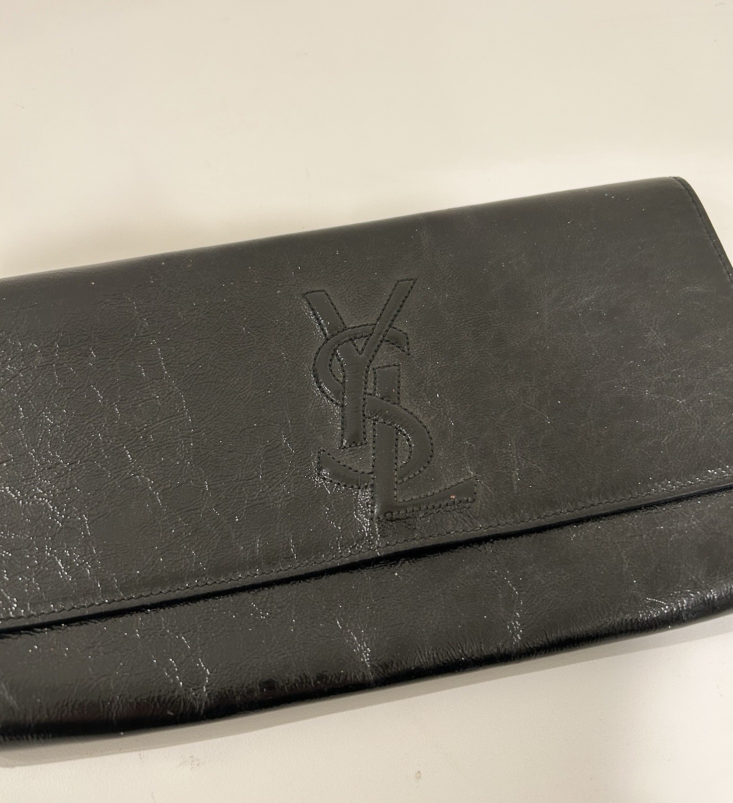 YSL Yves Saint Laurent Belle De Jour Patent Leather Large Clutch Bag