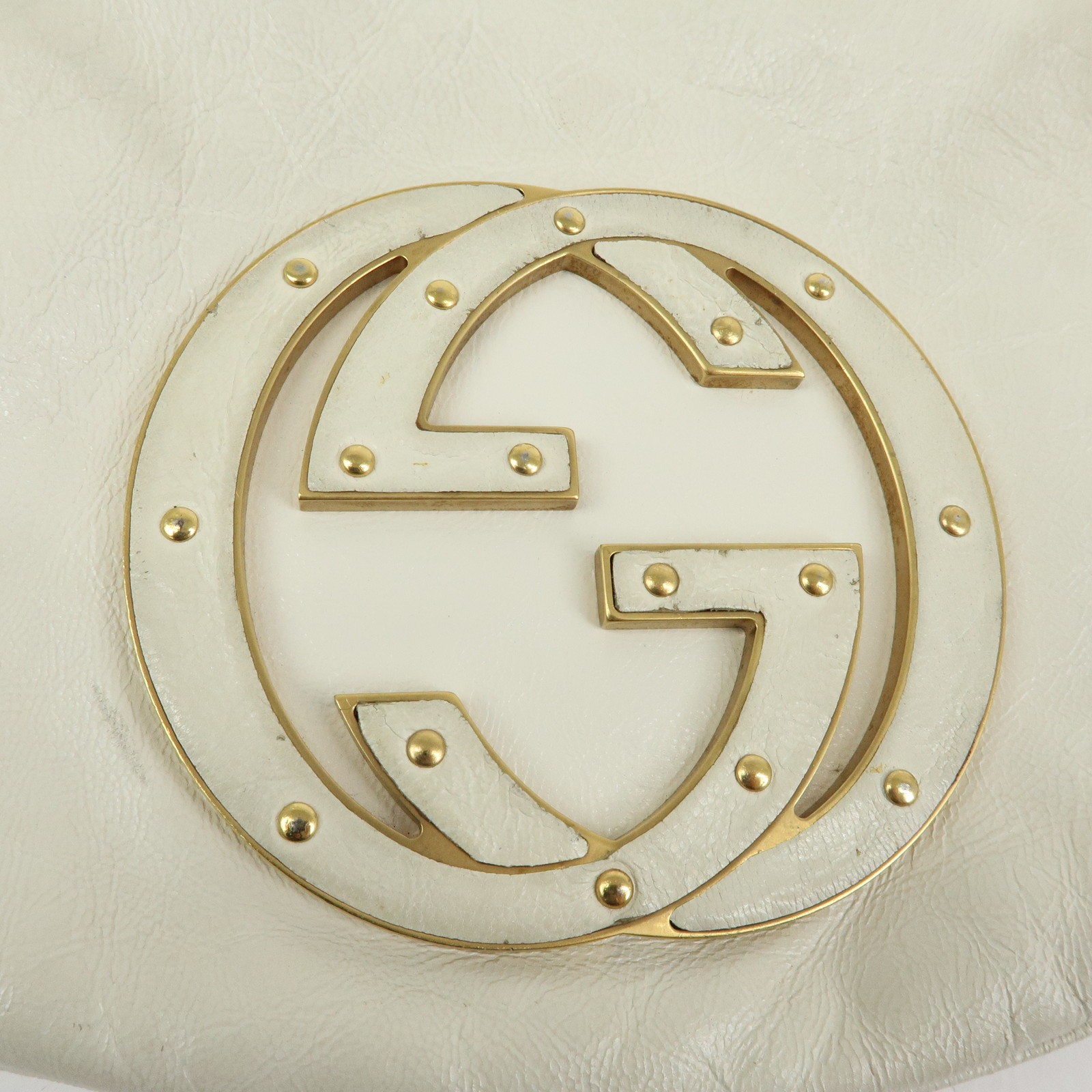 GUCCI Interlocking G Leather Hand Bag Shoulder Bag Ivory 121552 Auth Used F/S