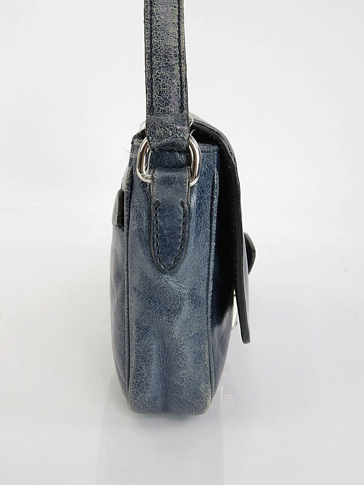 Authentic MIU MIU Blue Leather Shoulder Crossbody Bag Purse #61803