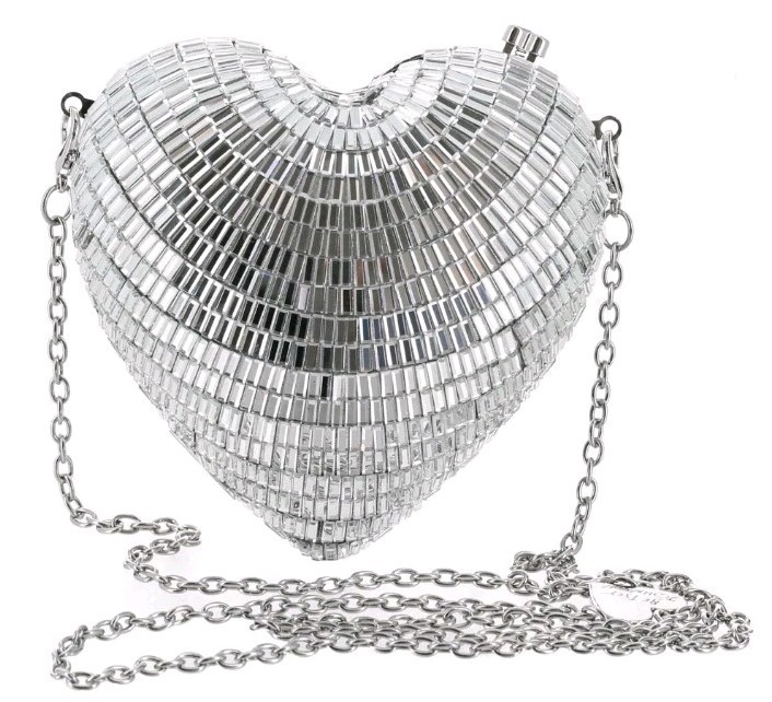 Betsey Johnson Kitsch Stole My Heart (MINI) Crossbody Bag Silver-NWT-Orig. $119