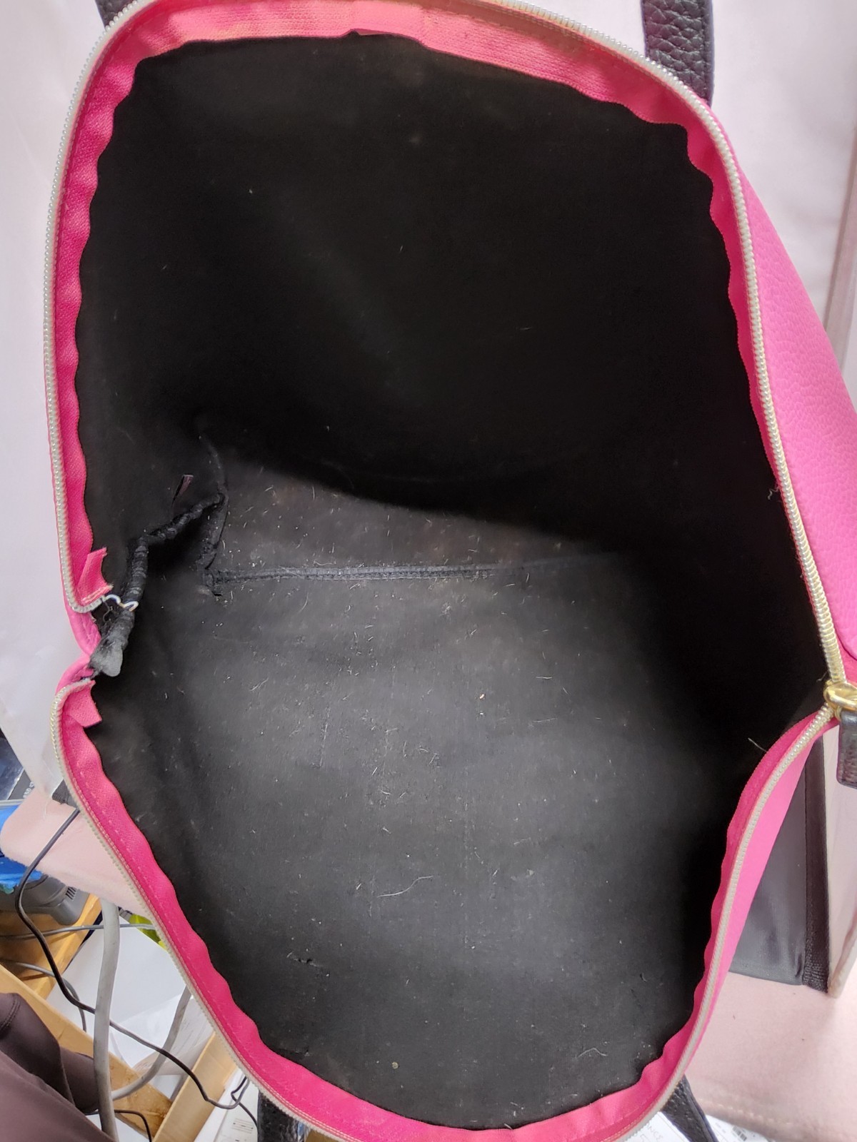extra large hot pink pebbled leather tote bag
