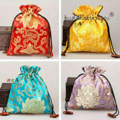 Wholesale10Pcs Chinese Silk Satin Drawstring Candy Gift Pouchs Bags Jewelry Bags