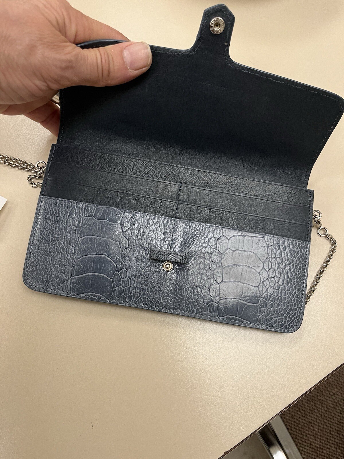 Cape Cobra Blue Leather Rectangular Crossbody Bag