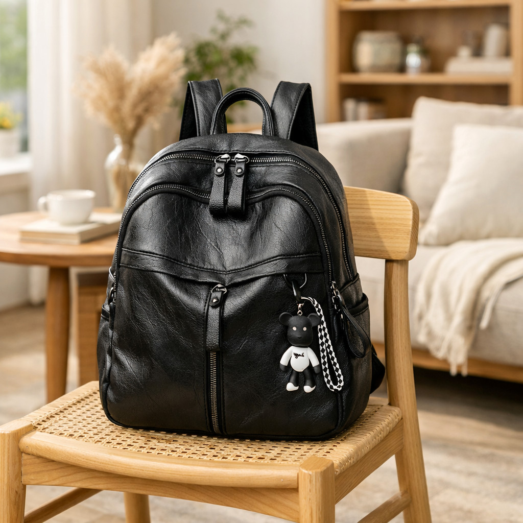 Women’s Anti-Theft Waterproof PU Leather Backpack Purse Travel ShoulderBag Black