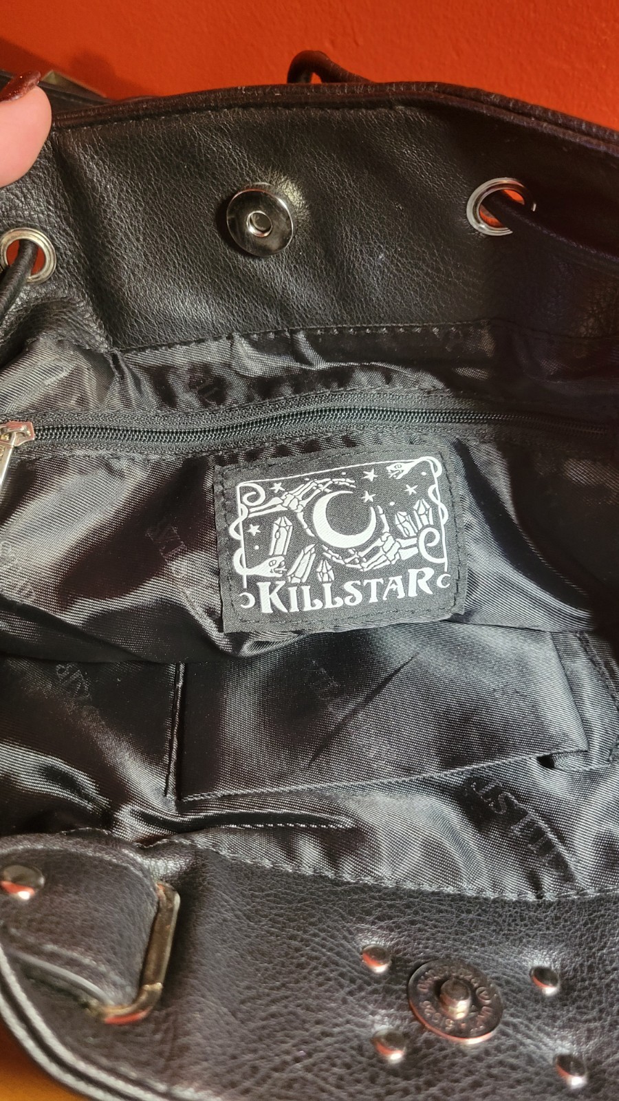 RARE Killstar Eternal Eclipse Drawstring Handbag Goth Black Vegan Leather Bag