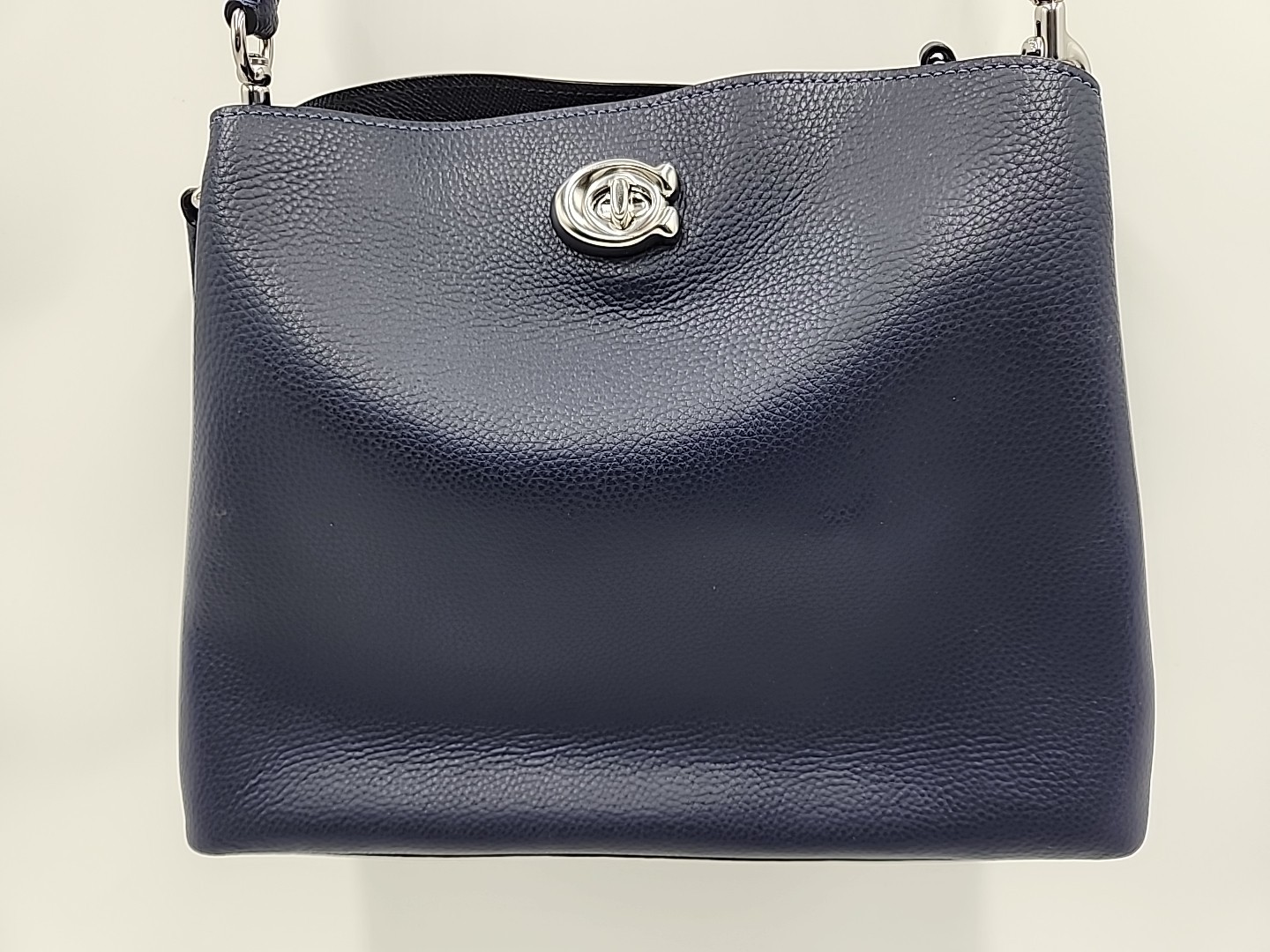 Coach Willow Shoulder Bag – Dark Navy Pebbled Leather/Silver Toned Hardware