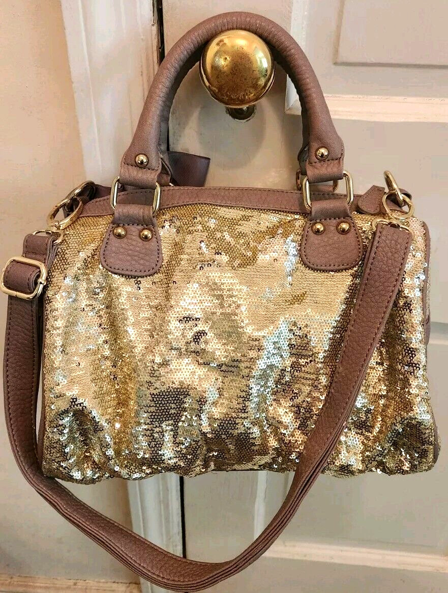 New STEVE MADDEN Gold Sequin Purse Bag Handbag w Bow Disney World Unused