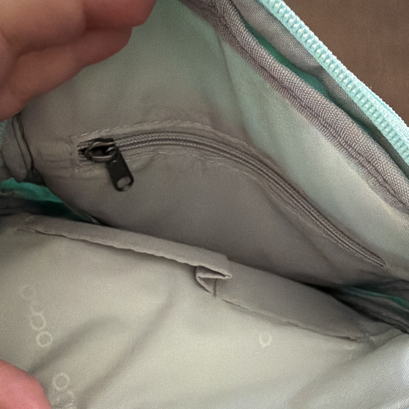 Mint Green Abstract Small Crossbody Bag Zip Pockets w/ Detachable Strap