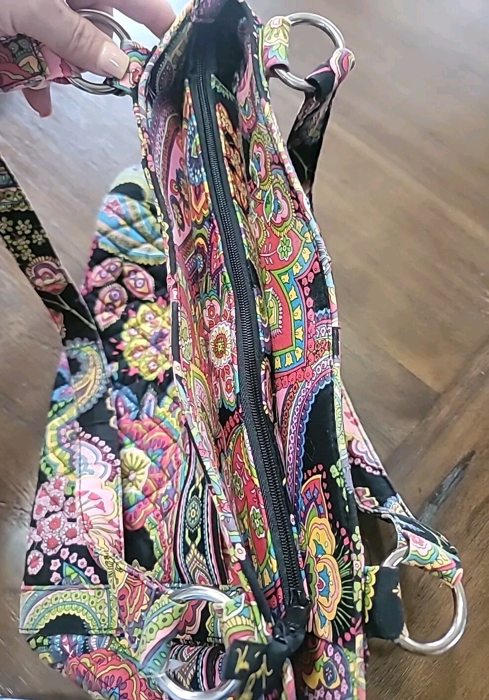 Vera Bradley Symphony in Hue Stephanie Tote Purse Bag Front Side Pockets Zipper