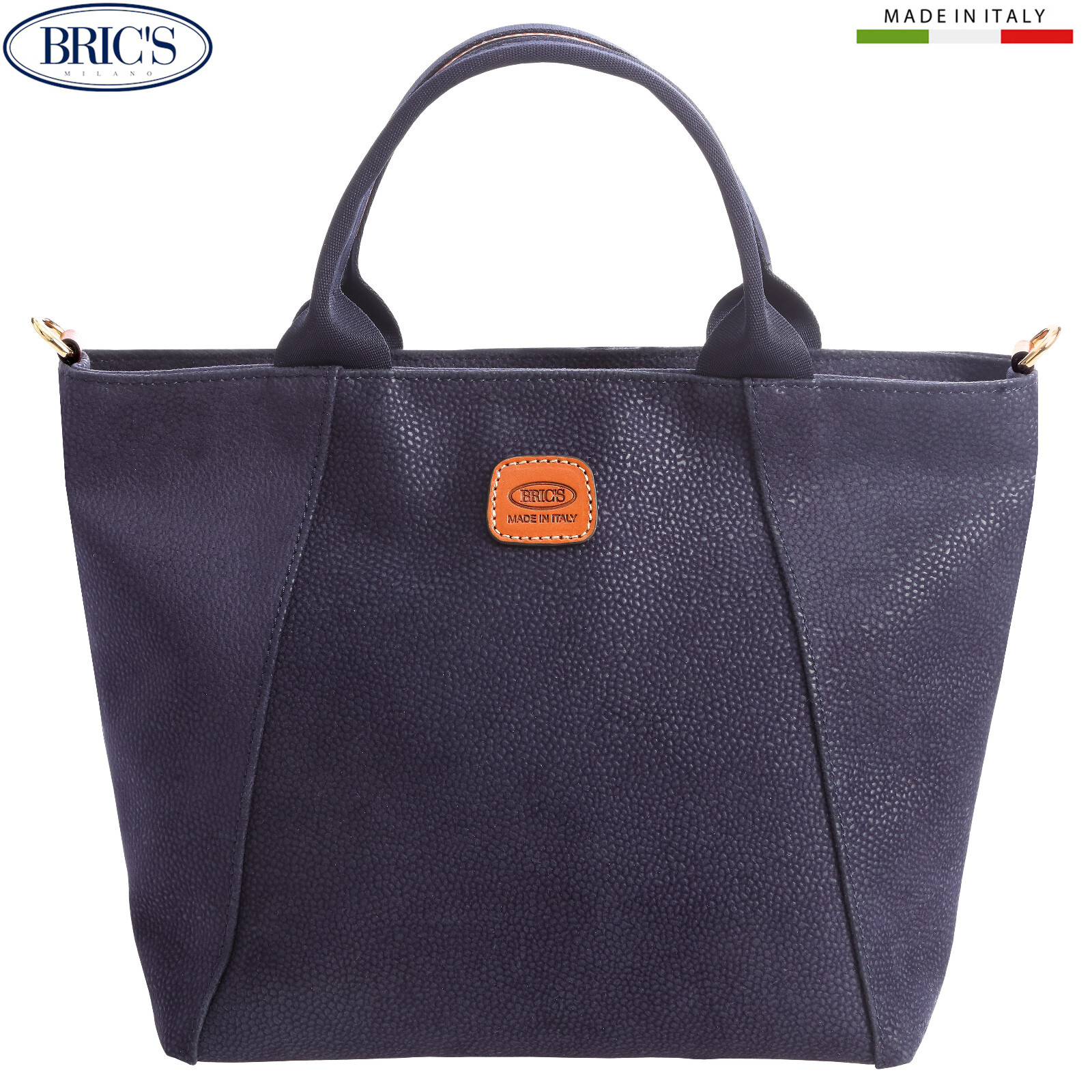 BRIC’S LIFE women’s blue fabric & leather finishing Tote bag Made in Italy S