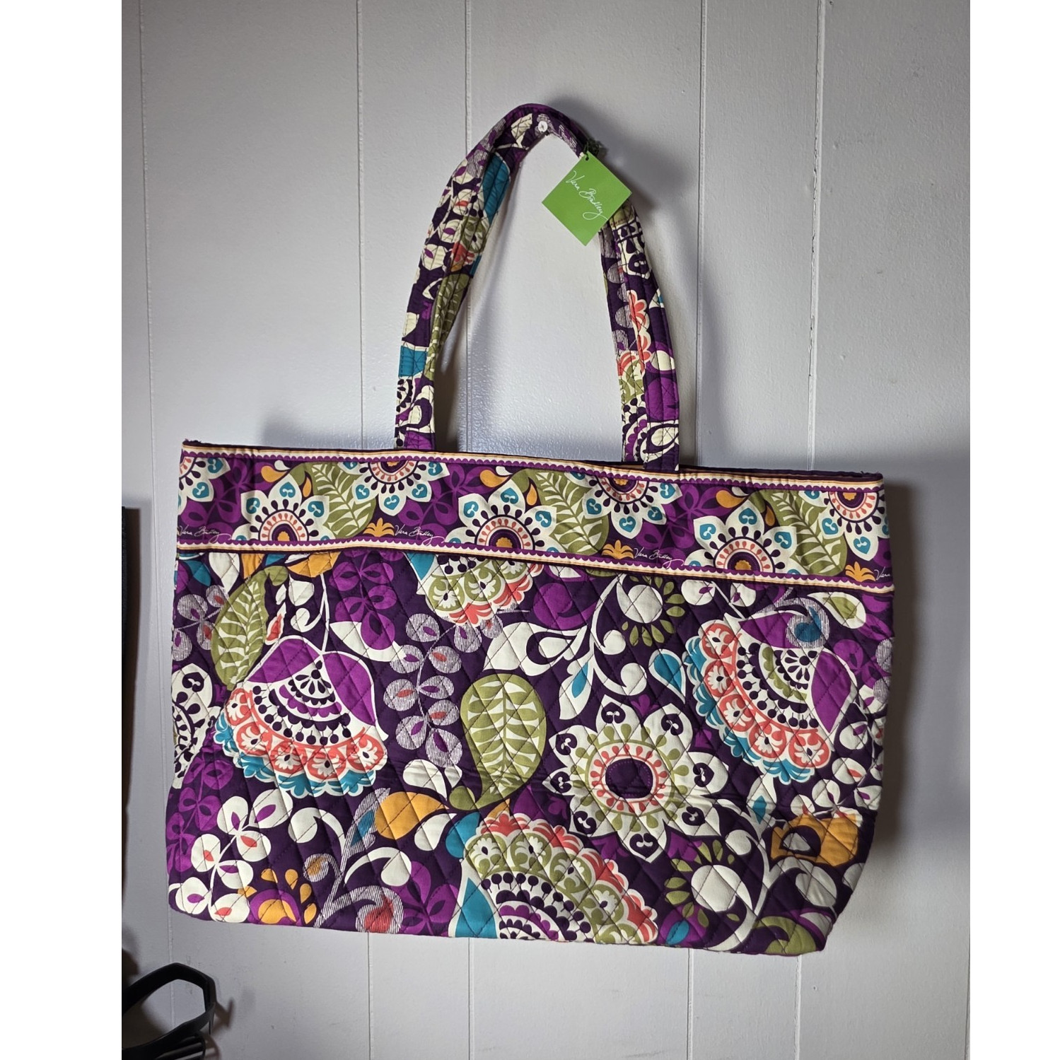 Retired VERA BRADLEY Grand Tote Plum Crazy Purple Quilted Floral Travel Bag NWT
