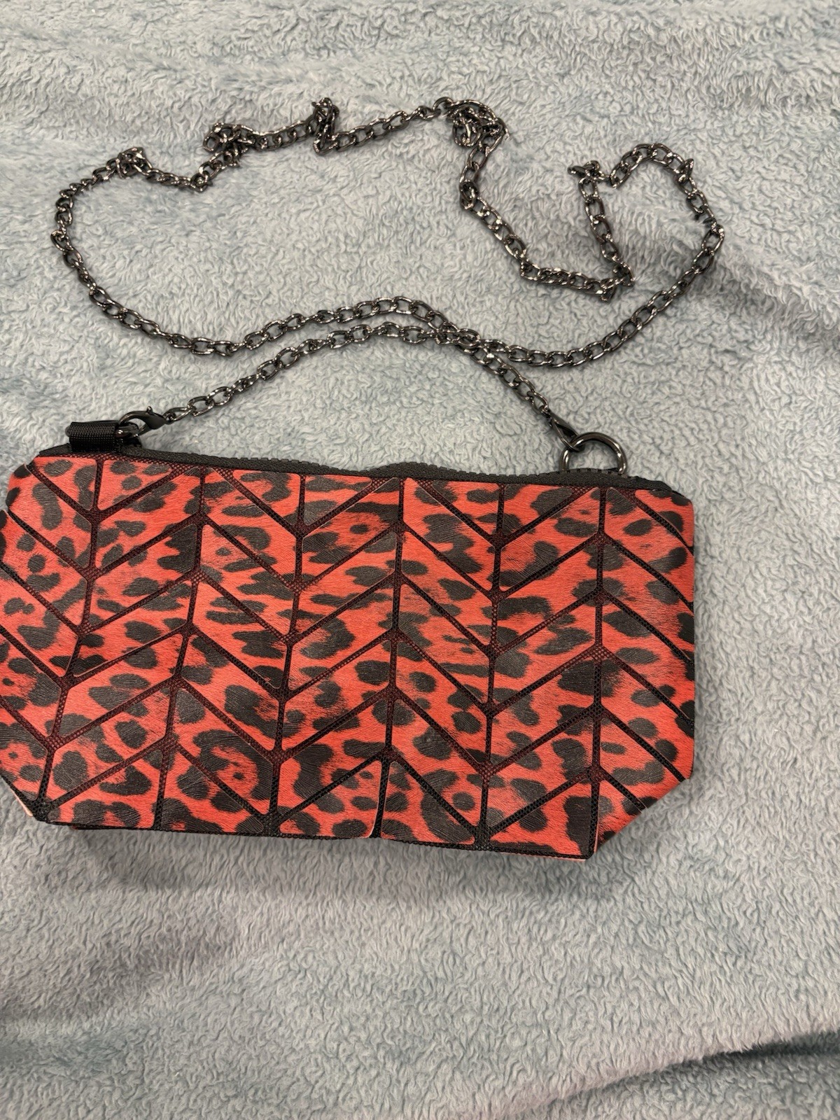 Emilio Pepe Italian Geometric Purse Red and Black Made in Italy Wristlet/Clutch