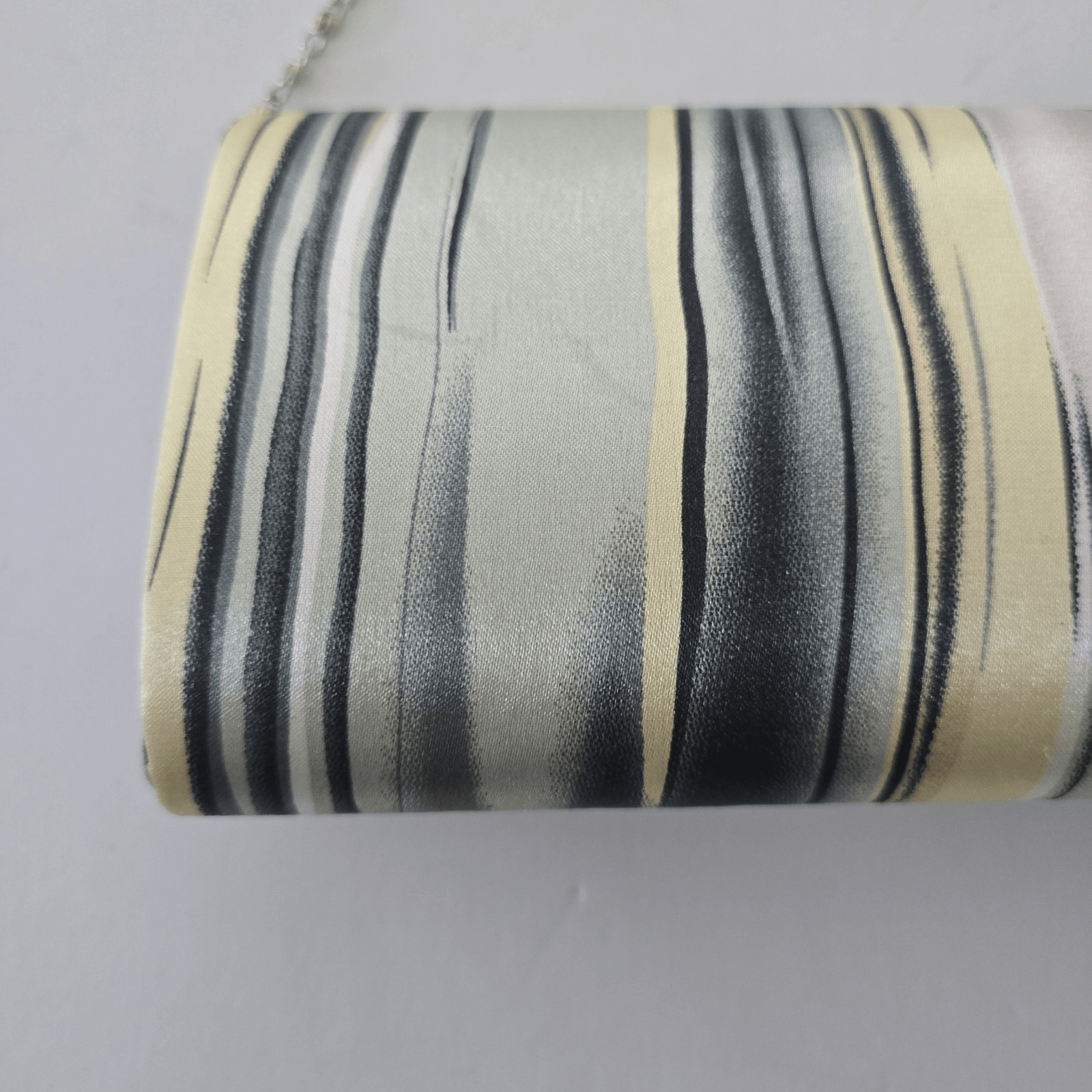 Bijoux Terner Clutch Purse Evening Hand Bag Multicolored Striped Fabric Silver