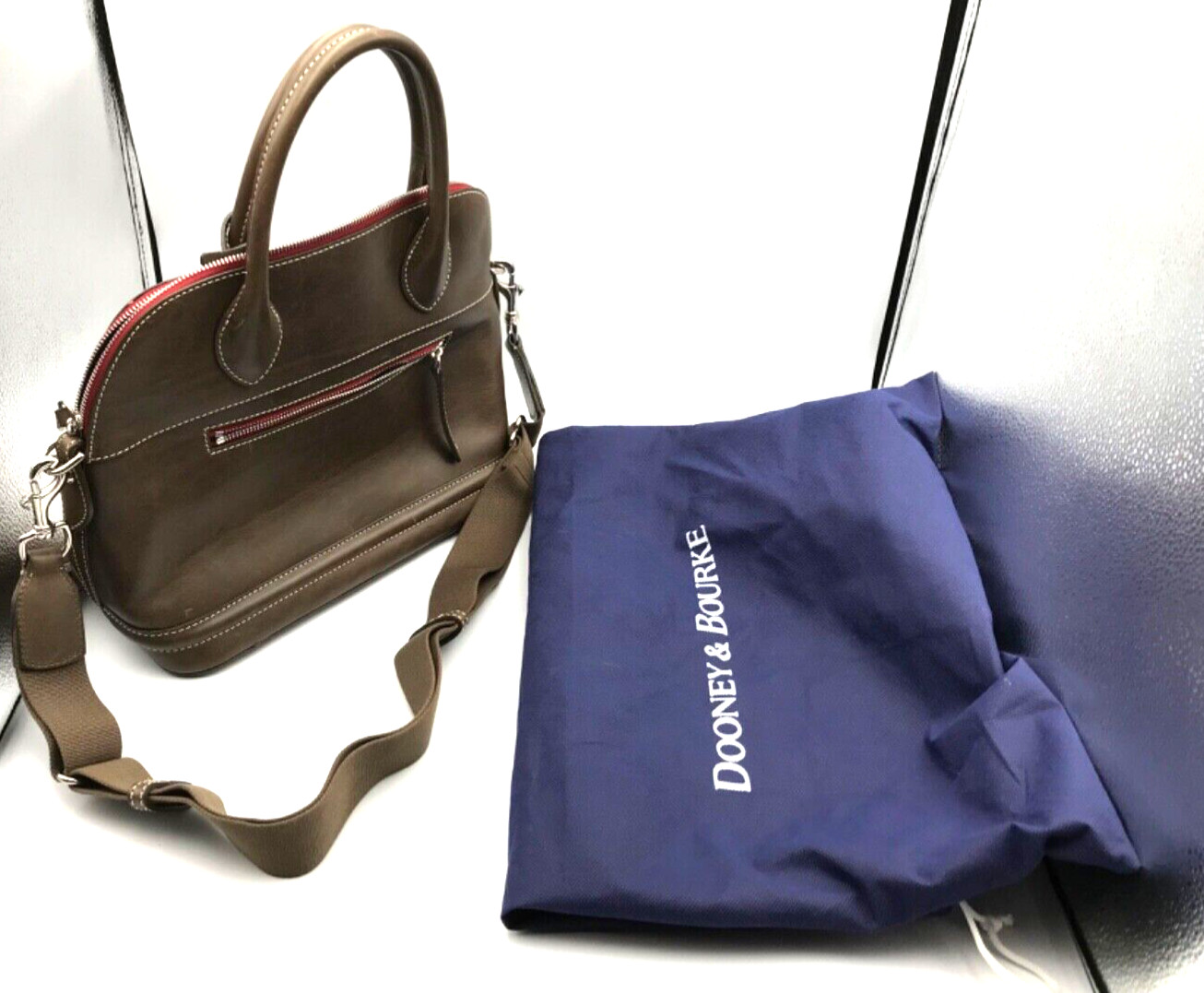 Dooney Bourke Brown Toscana Florentine Leather Domed Satchel Handbag