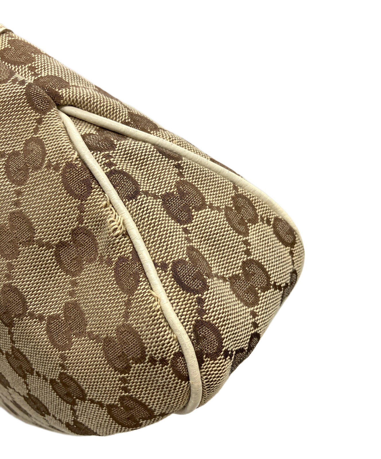 Gucci GG Monogram Canvas Beige Handbag Womens Gold Hardware 121023 39cm 23cm