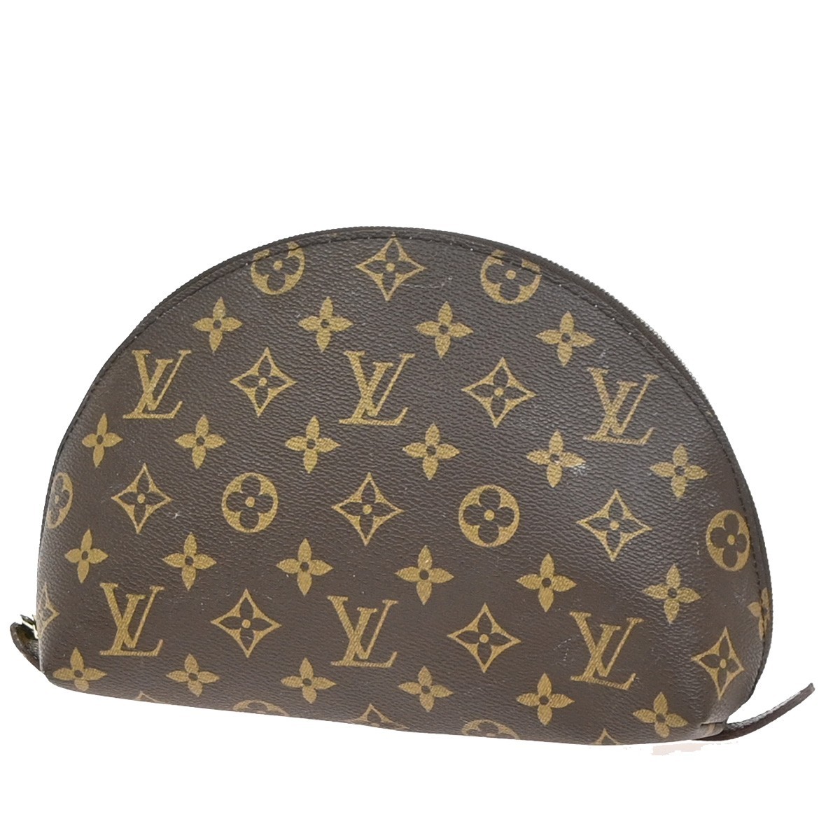 LOUIS VUITTON Trousse Demi Ronde Pouch Monogram Leather Brown M47520 04KC683