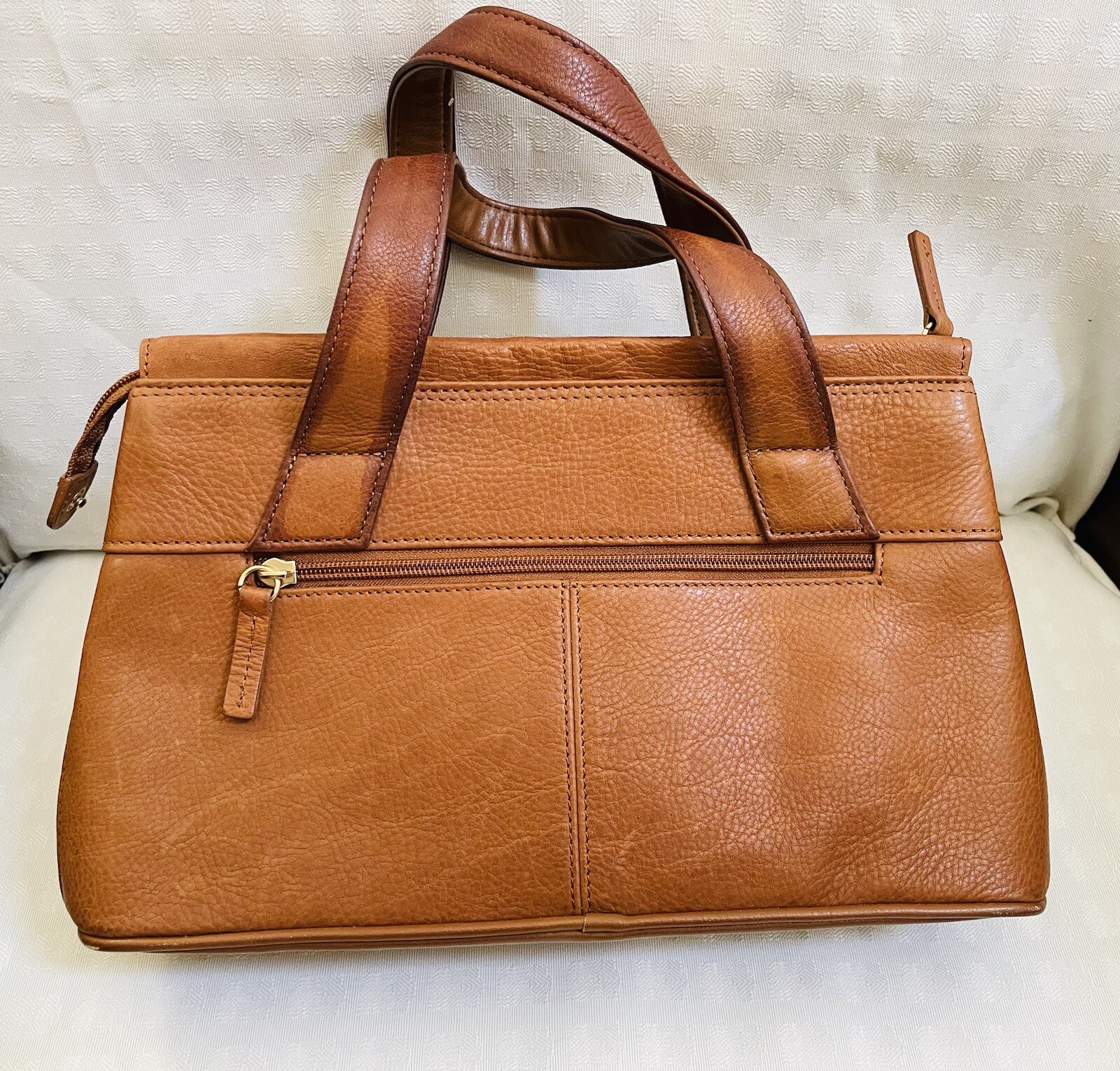 Rolfs Genuine Leather Brown Handbag Purse Double Handle Classic Small Tote