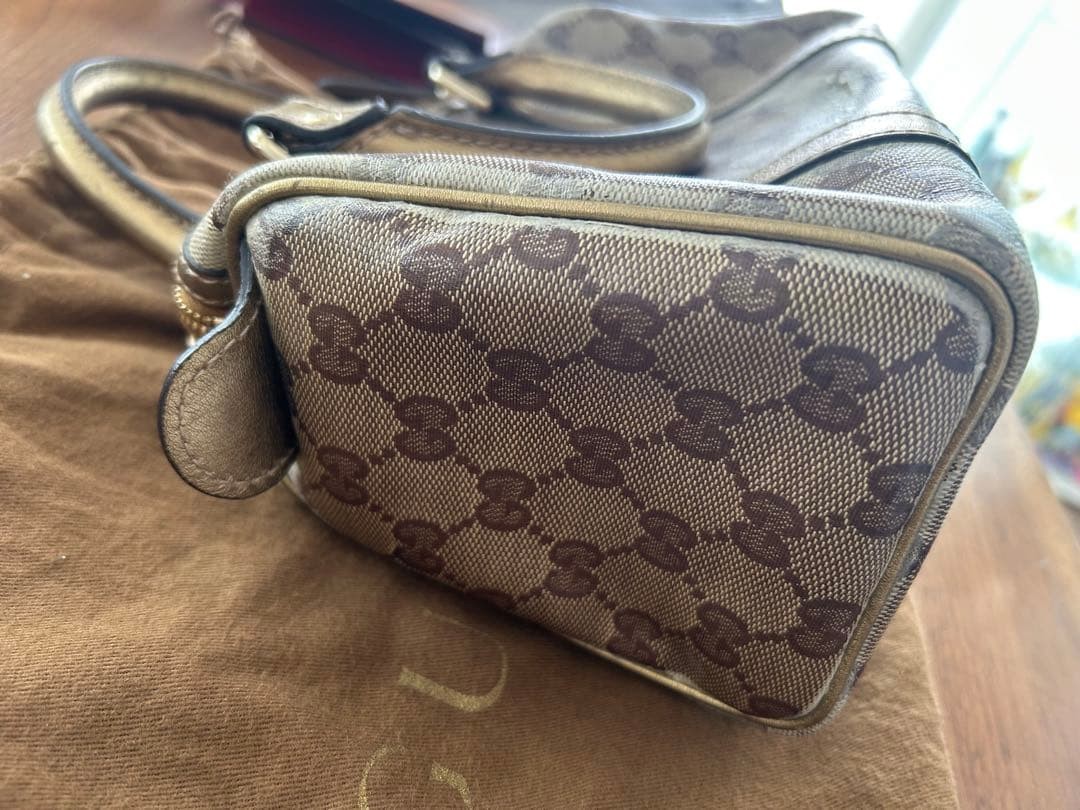 Authentic GUCCI Mini Boston Bag Gold 23cm x 14cm x 9cm Damaged **Optimized eB