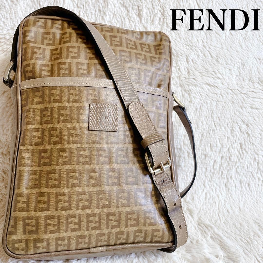 FENDI Zucca Pattern Box Shoulder Bag PVC Leather 11a