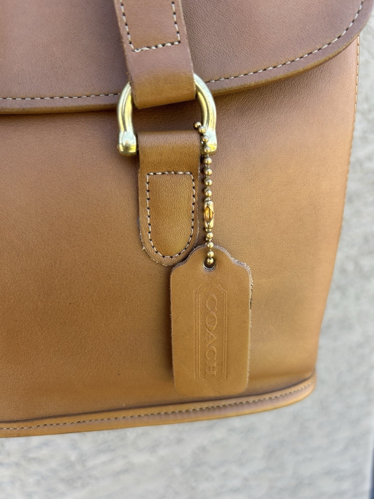 Vintage Coach Equestrian Flap Shopper Shoulder Bag in Toffee tan 1998 style#9808