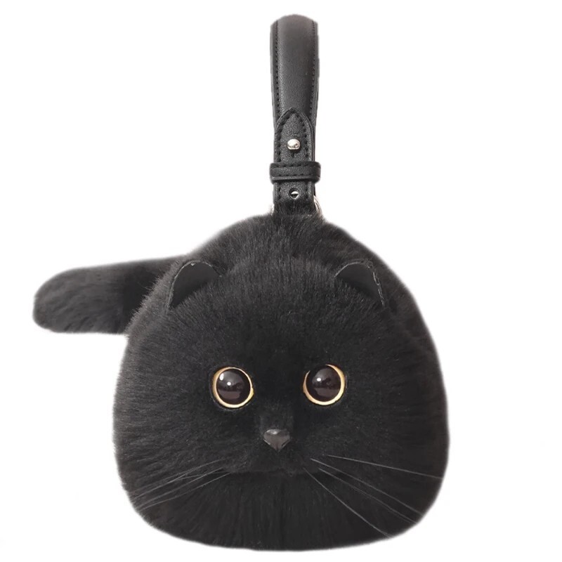 Handmade Plush Cat Shoulder Bag Cute Crossbody Purse Women Gift Kawaii Cat Bag