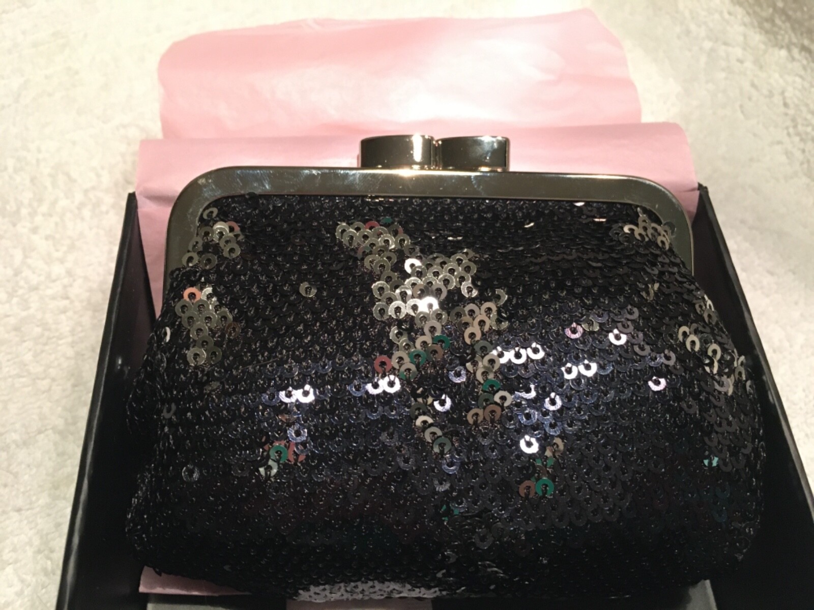 Lovely Angel Forever Victoria Secret Black & Silver Sequined Evening Bag/Purse