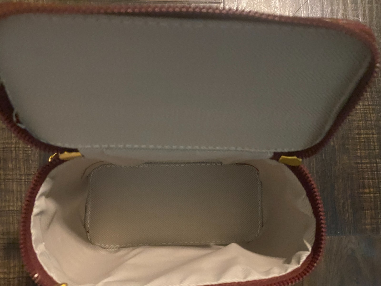 New Mini Burgundy Quilted Box Bag – Purse Handbag w/Gold Zipper & Accents