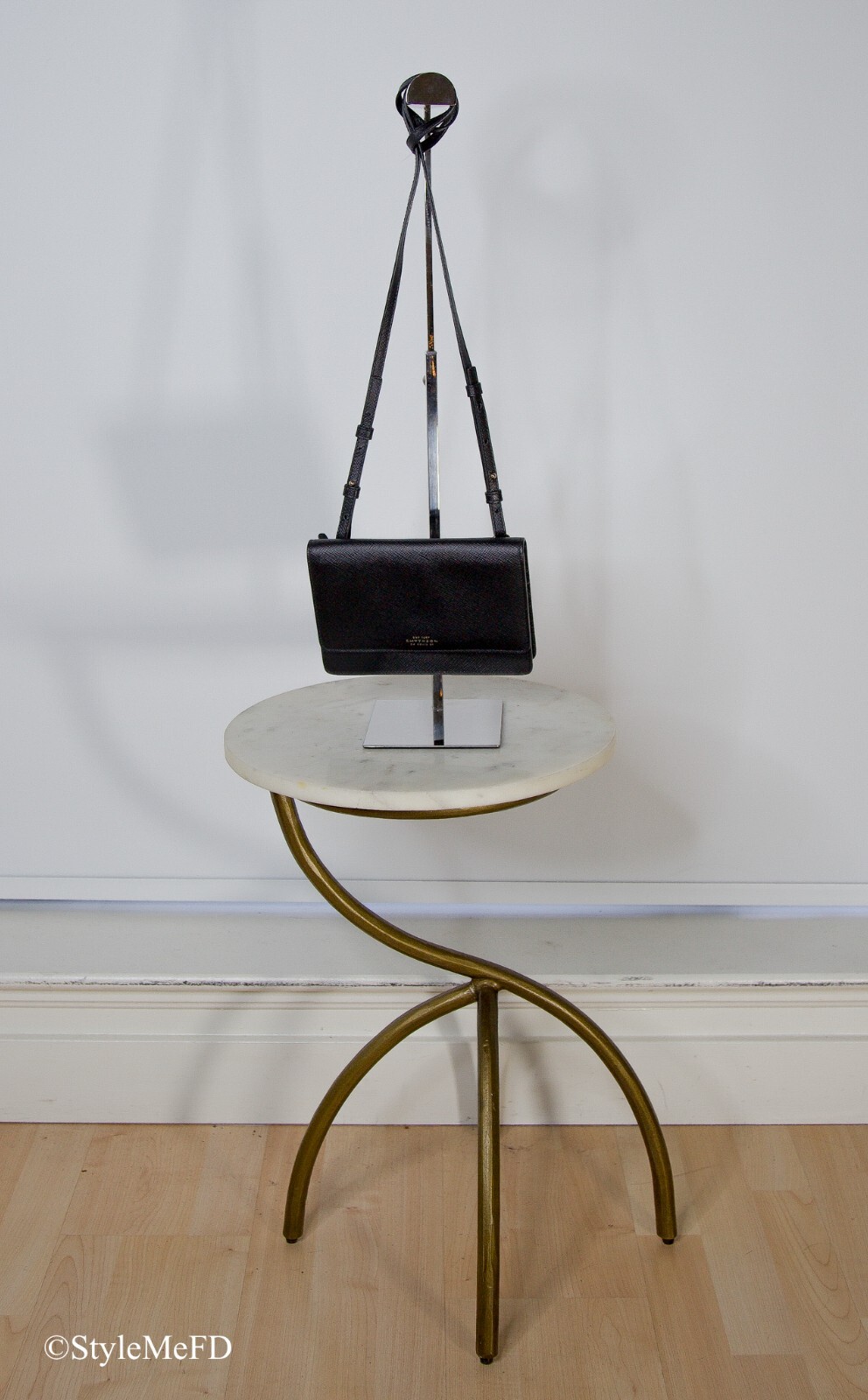 Smythson “Panama Leather” Black Crossbody Bag