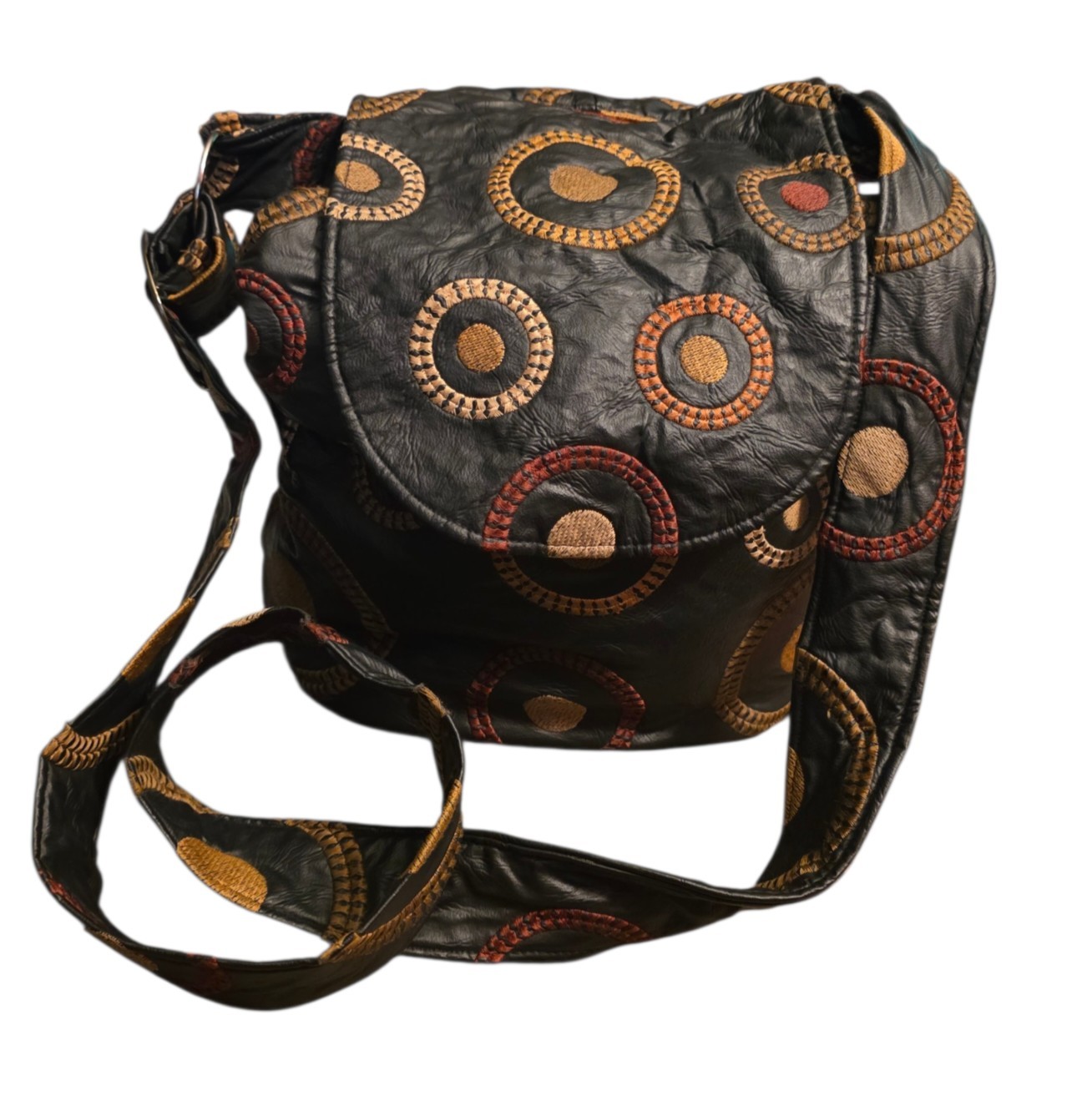 VTG 90s Margaret Baldwin Specialty Creations Leather Hobo Crossbody Bag Boho