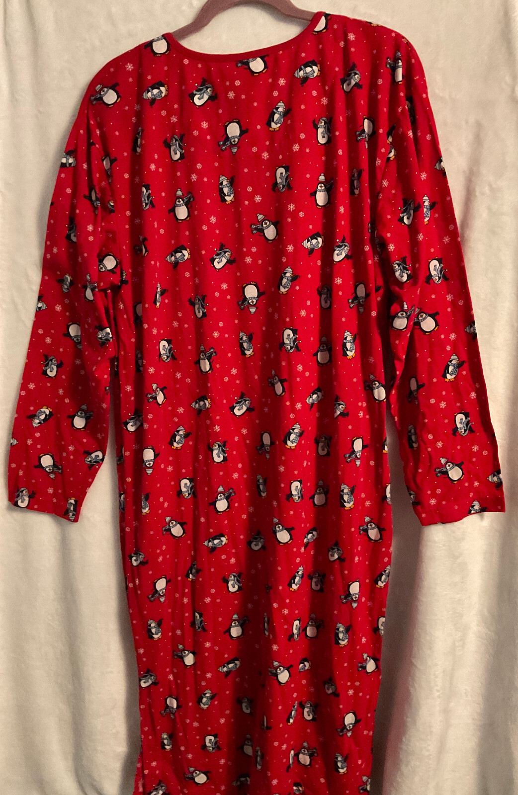Fashion Bug Red Multi Penguins Snowflake Cotton Long Sleeve Long Sleepwear