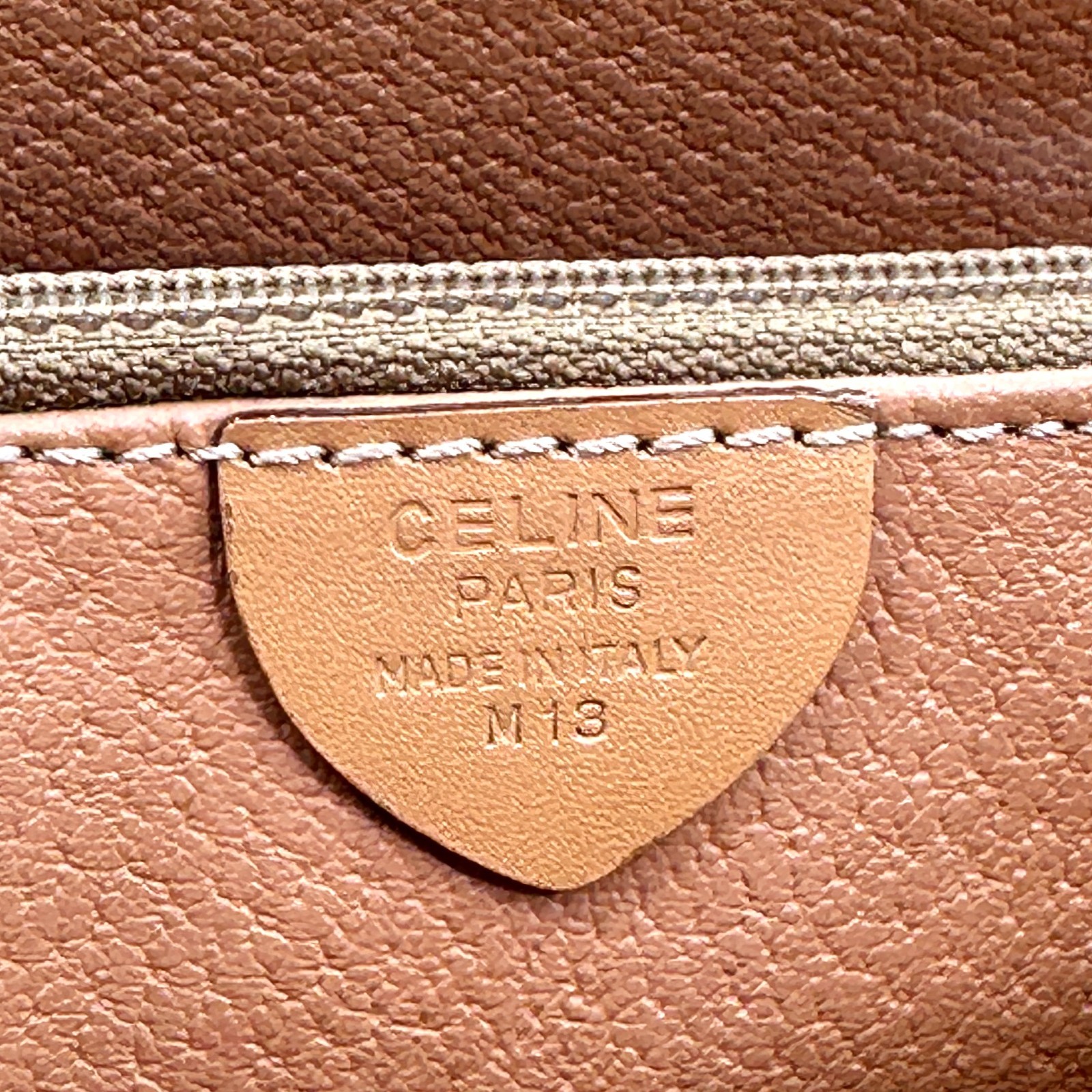 Celine Macadam Triomphe Crossbody Shoulder Bag PVC Leather Beige Brown Vintage