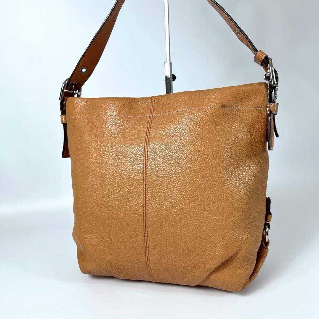 Coach Leather Hobo One Shoulder Bag Light Brown Size: W:13.0 × H:11.8 in.