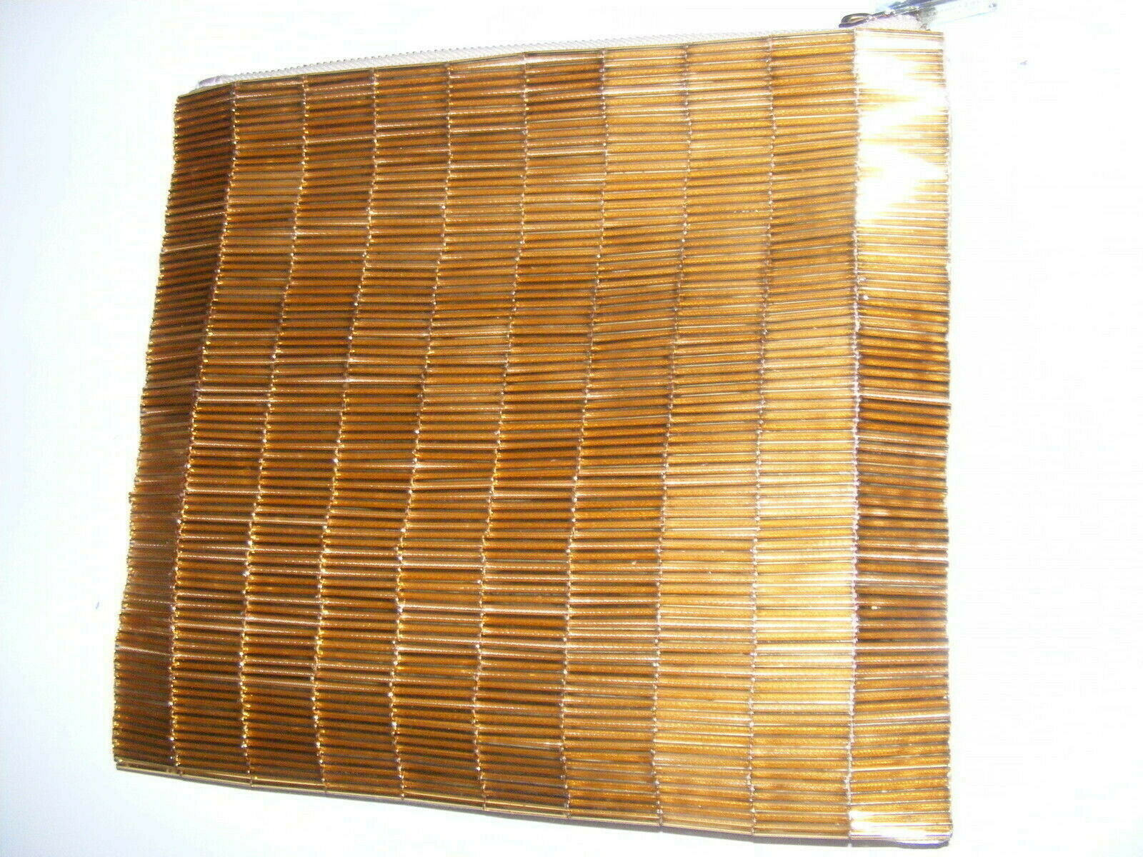 BCBG Maxazria Clutch Purse Evening Handbag Antique Gold Bugle Beads + Cover NWT