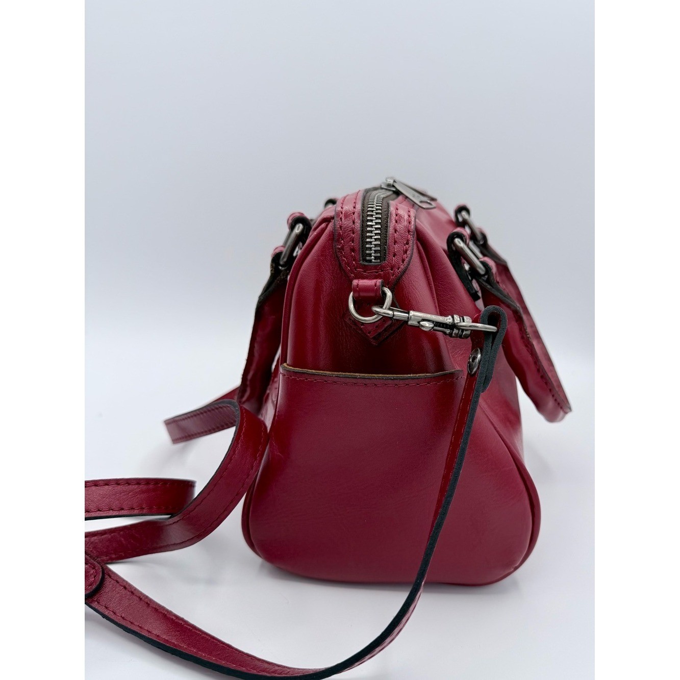 Patricia Nash Tooled Leather Cranberry Satchel Crossbody