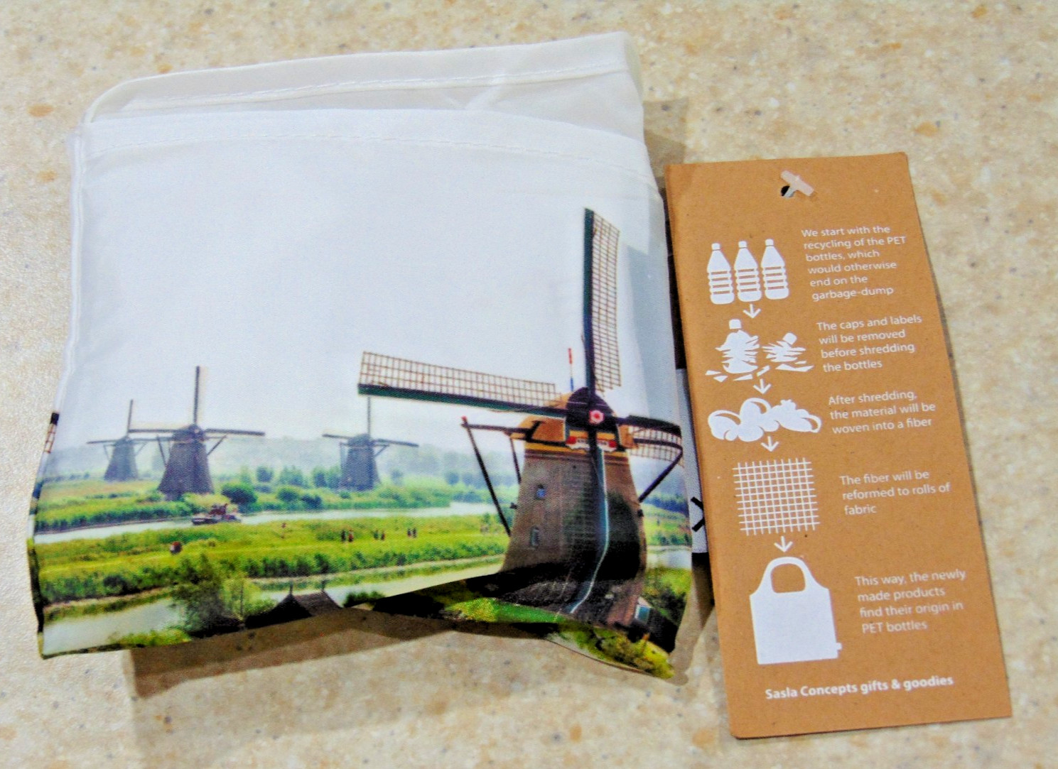 Netherlands Tote Bag Windmills-Kinderdijk-Recycled Fabric Eco Bag-Md in Holland