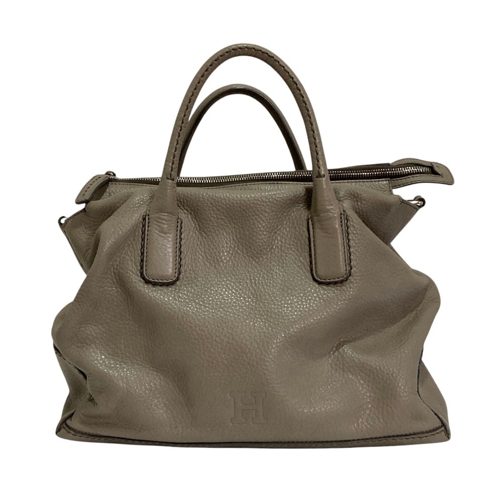 HIROFU Duo Leather 2-Way Bag, Gray Women USED