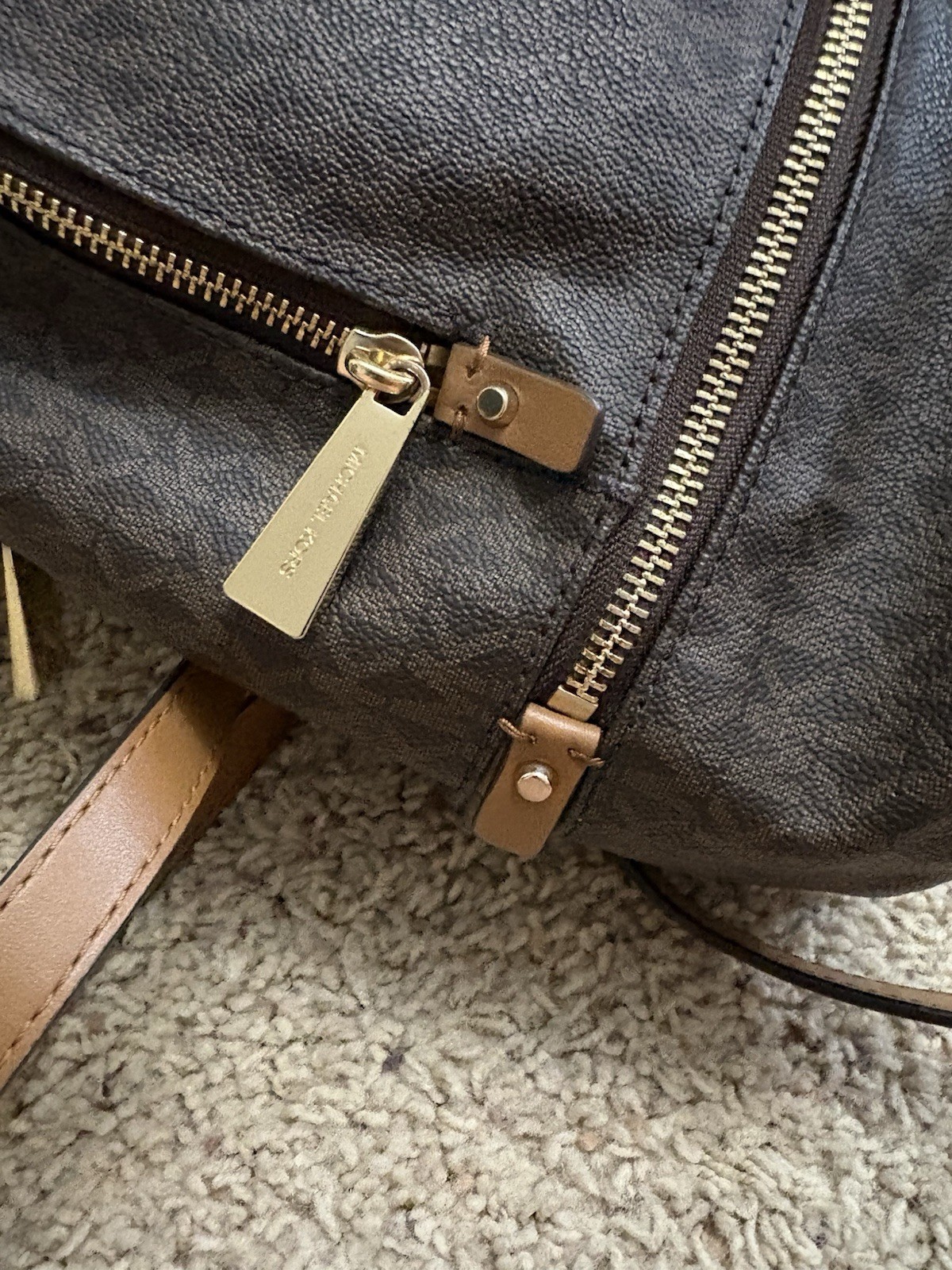 Michael Kors Rhea Medium Zip Backpack Chocolate Brown