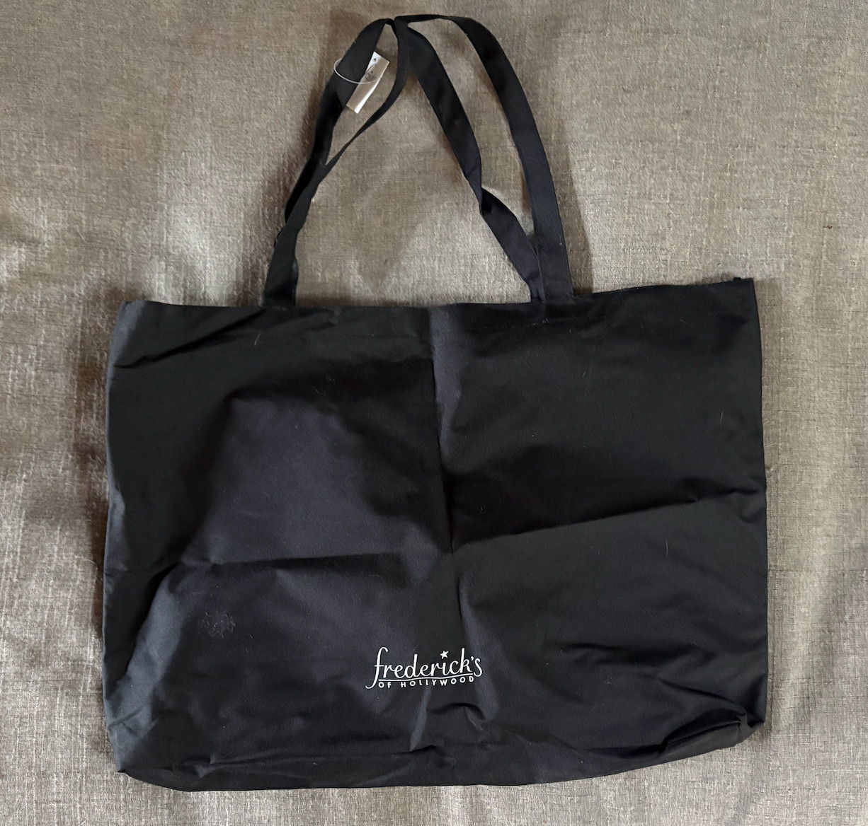 NWT LARGE Fredericks of Hollywood Lingerie Black & Silver Glitter Text Tote Bag
