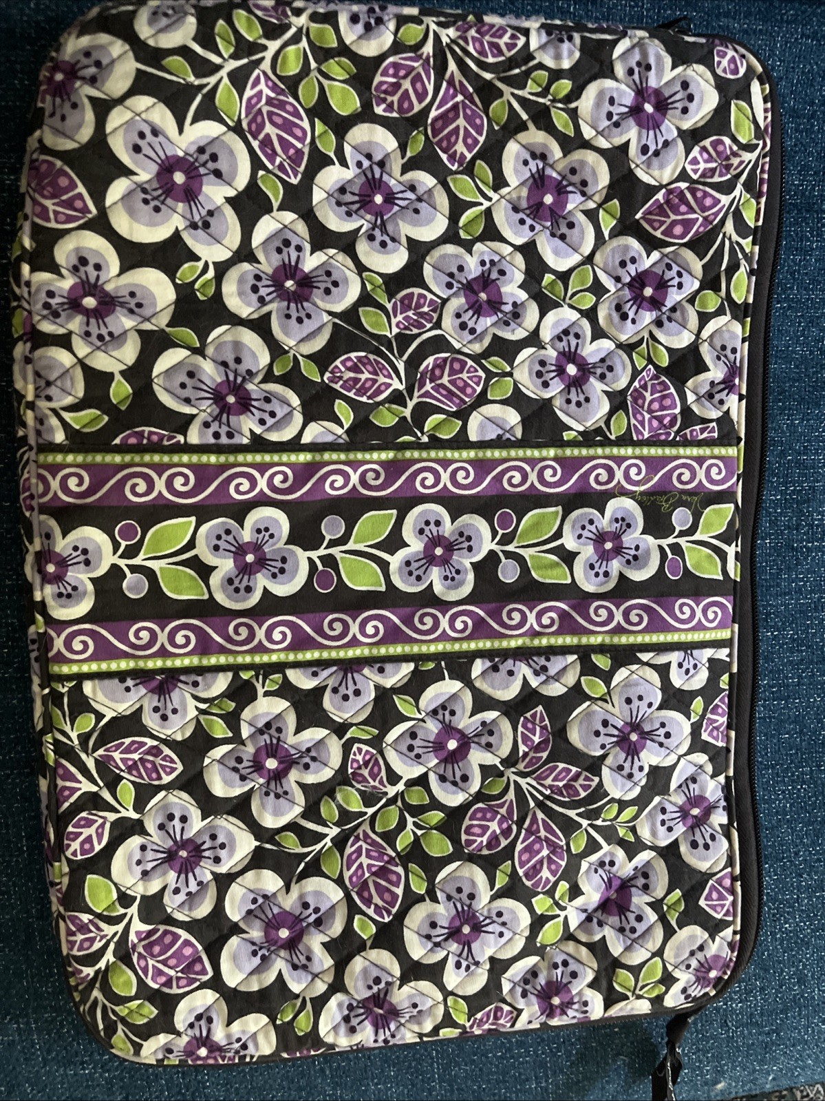 Vera Bradley Plum Petals Zipped Laptop Sleeve Case 14″ x 11″ Retired Pattern