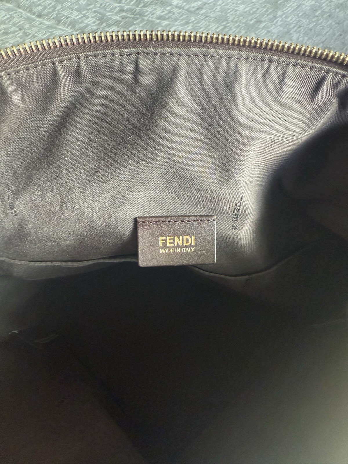 Fendi Zucca FF Monogram Brown/Black Zip Top Handle Satchel Gold HW Dust Bag