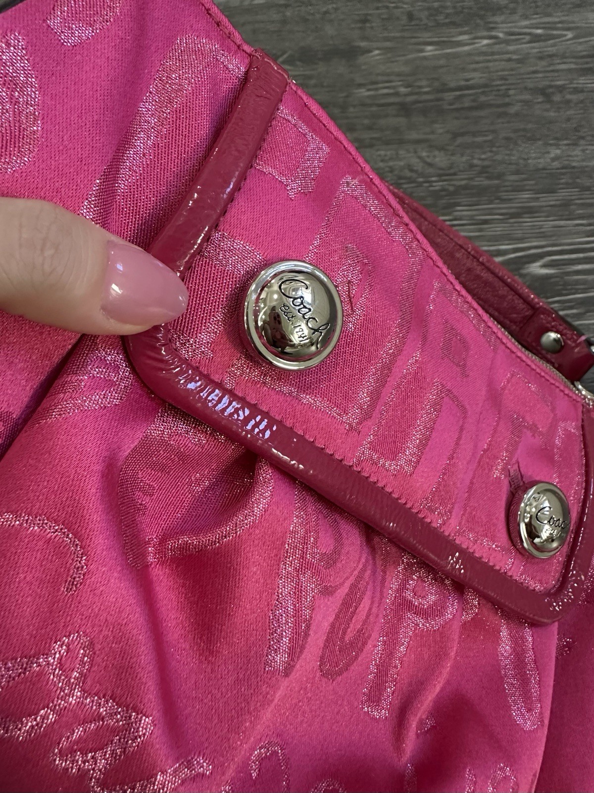 Coach Poppy Pink Graffiti Canvas Shoulder Bag Satchel Handbag Glitter Y2K Charm