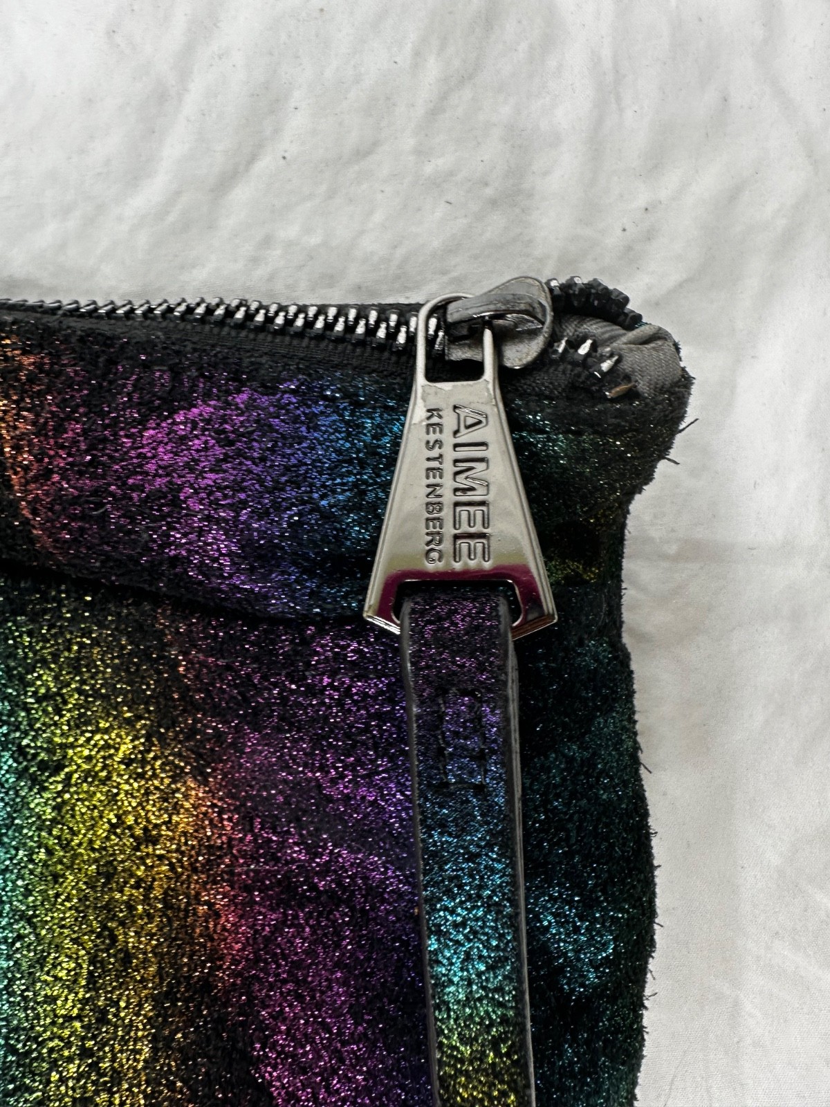 AIMEE KESTENBERG Melville Pouch NO strap Rainbow Brushed Metallic Leather