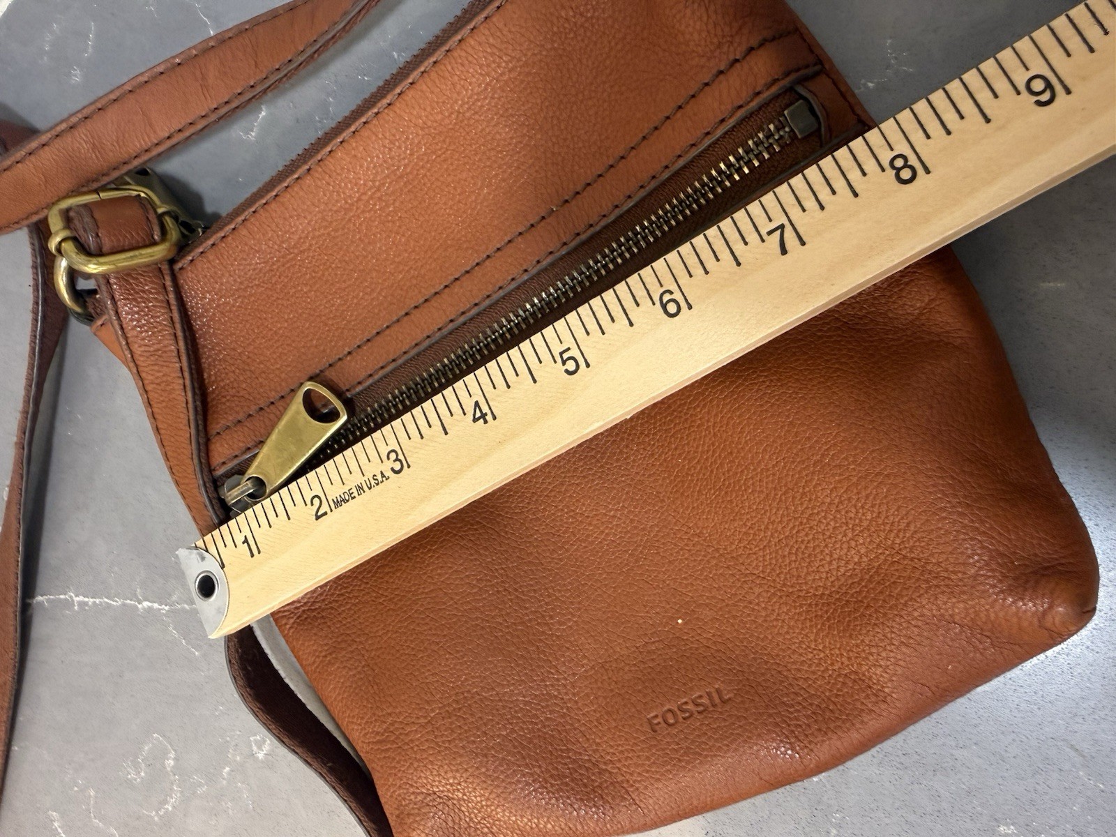 FOSSIL Small Brown Pebble Cow Hide Supple Leather Crossbody Bag Purse