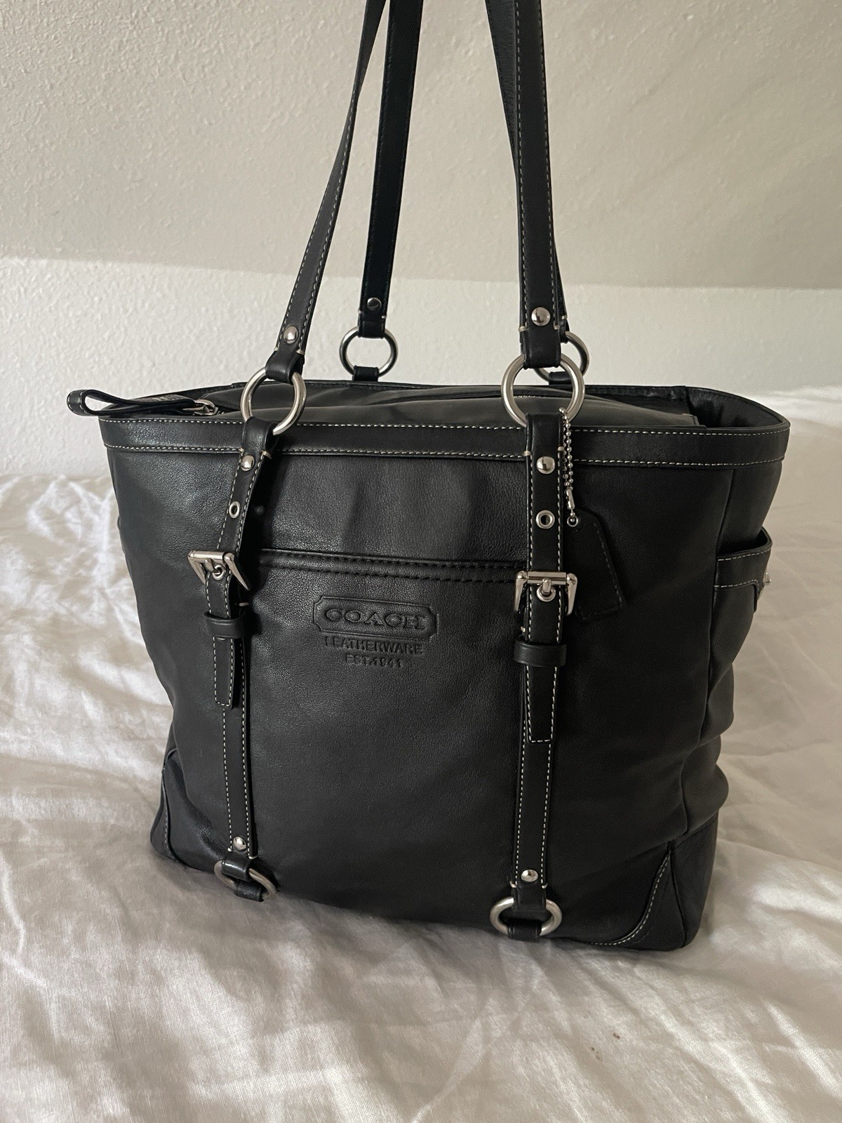 Vintage COACH LEGACY Gallery Tote East West Black Leather Bag Purse