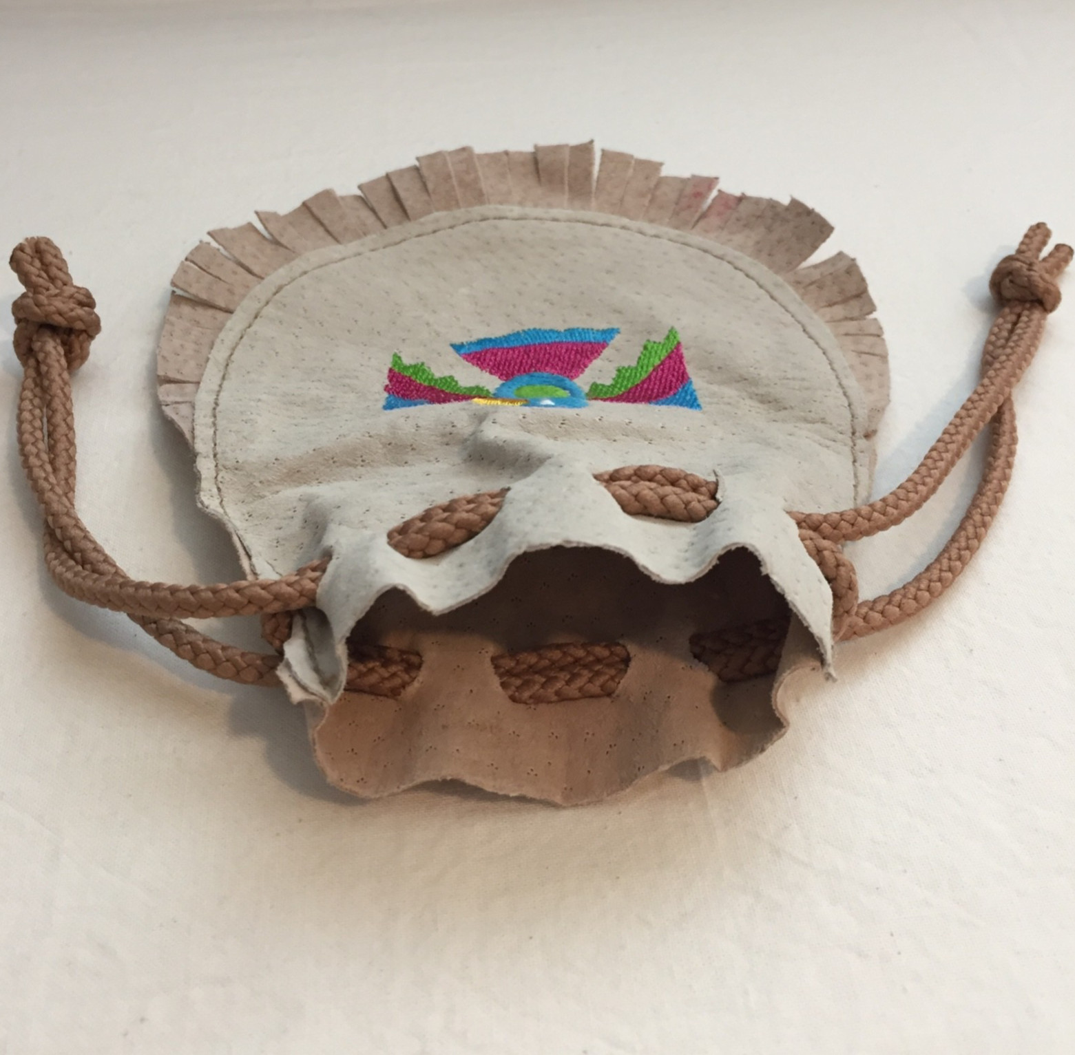 Leather Pouch Suede Medicine Bag Embroidered Coin Purse Thunder Bird Eagle