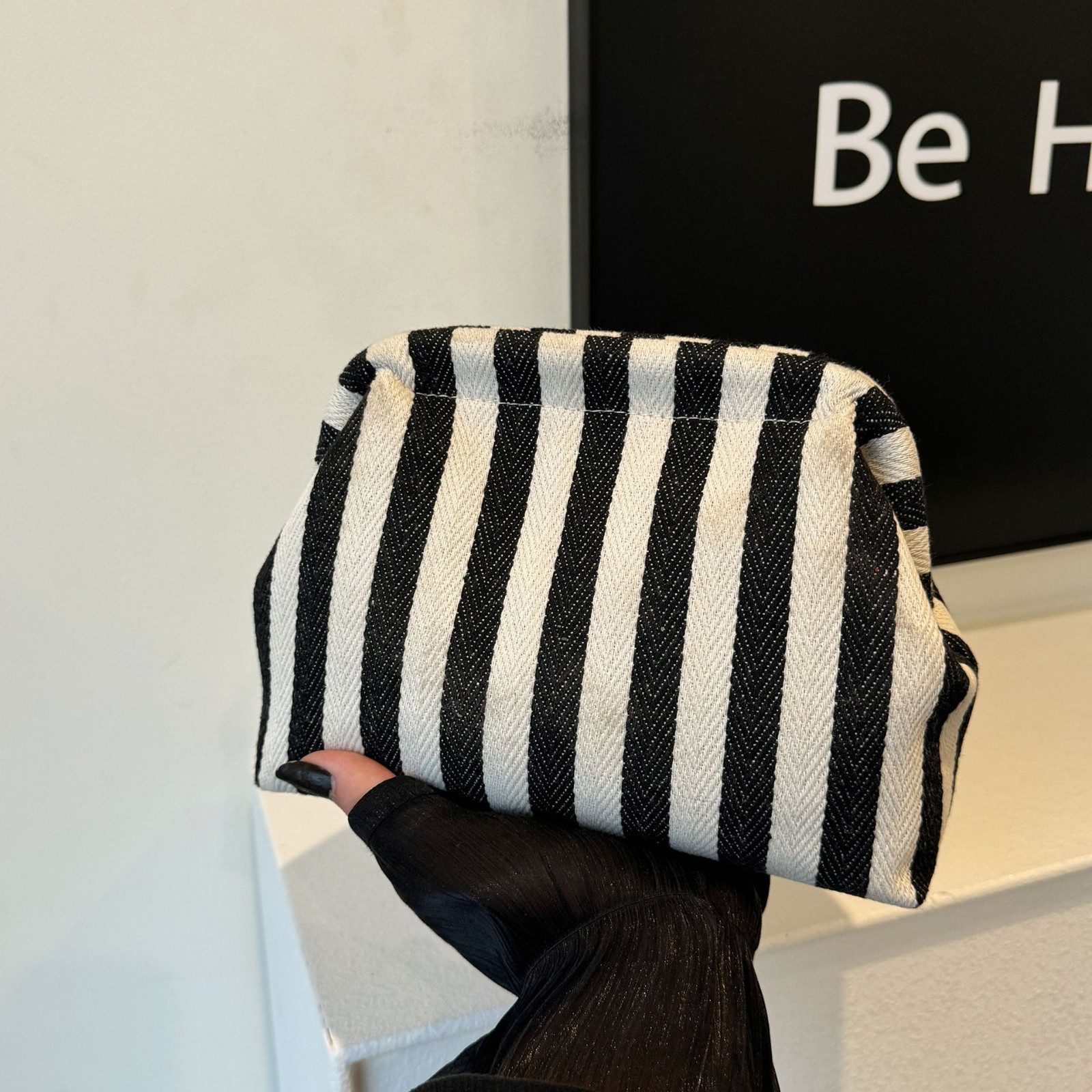 Simple Stripe Canvas Tote Bag for Women, Minimalist Ins Style, Bohemian Casual