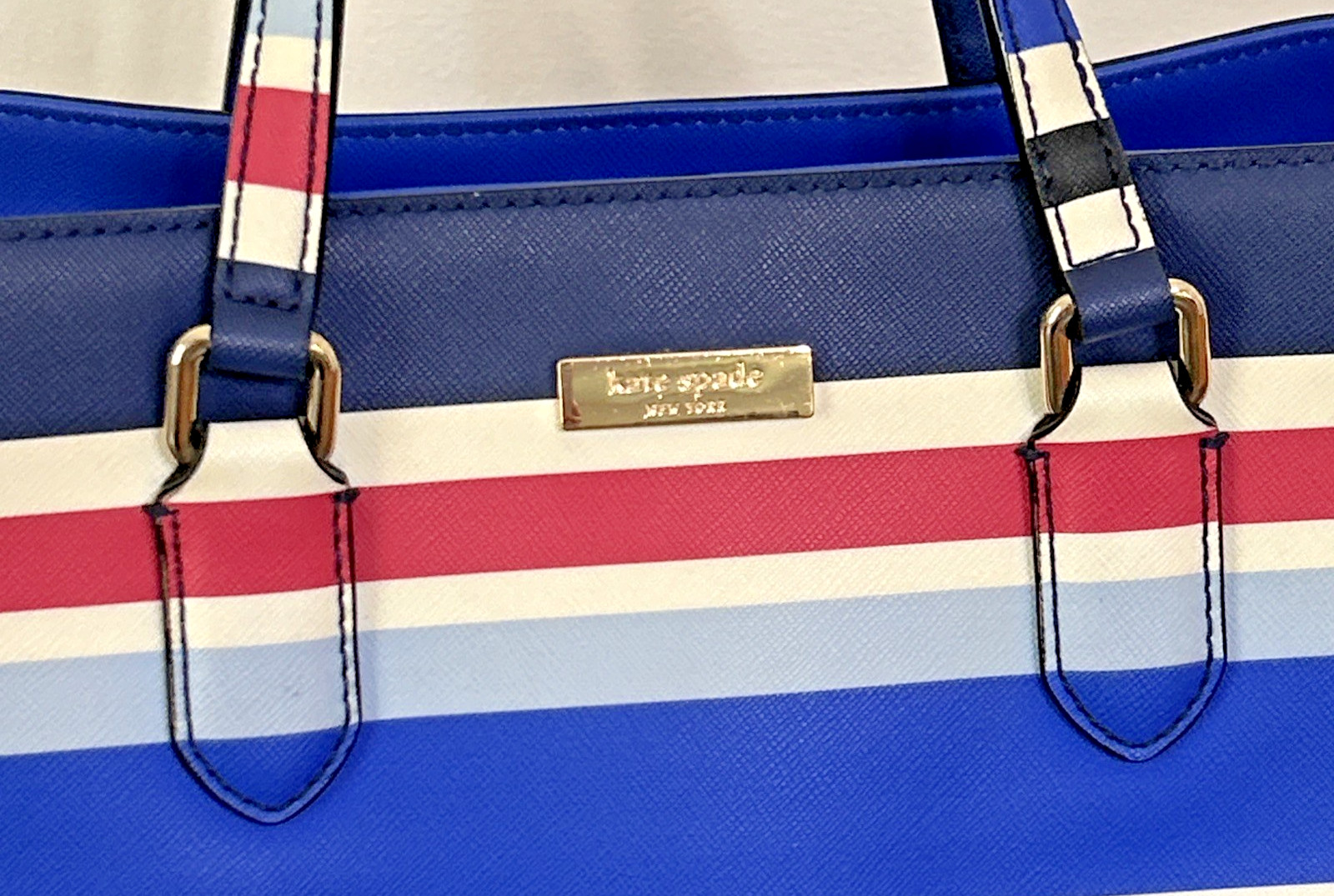 Kate Spade Handbag Red, White, Blue & Pink Purse Detachable Strap Magnetic Zip