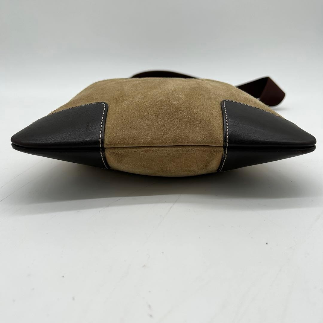 Loewe Anagram Sacoche Shoulder Bag Brown Suede Crossbody Japan 078462